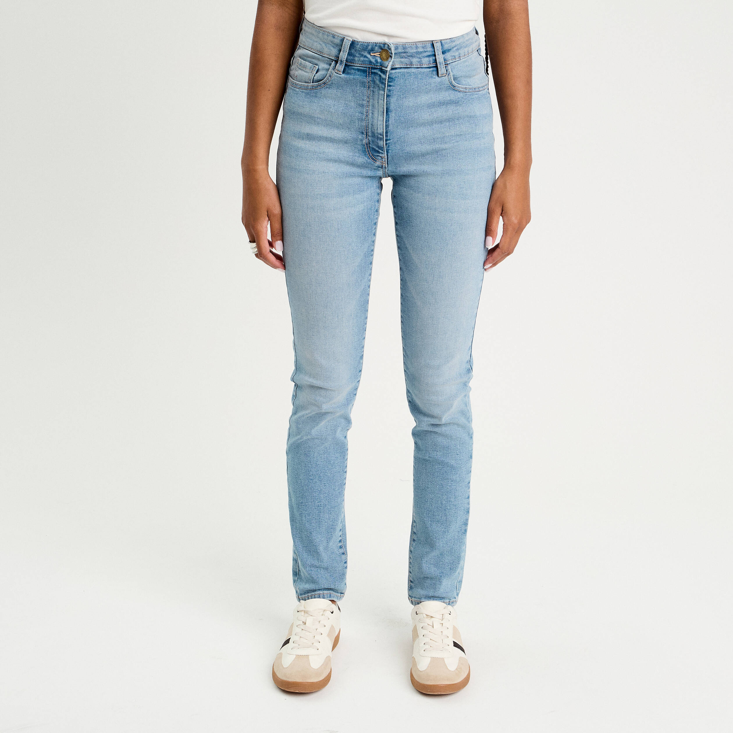 jeans slim 5 poches denim bleach femme Jeans slim 5 poches denim bleach femme