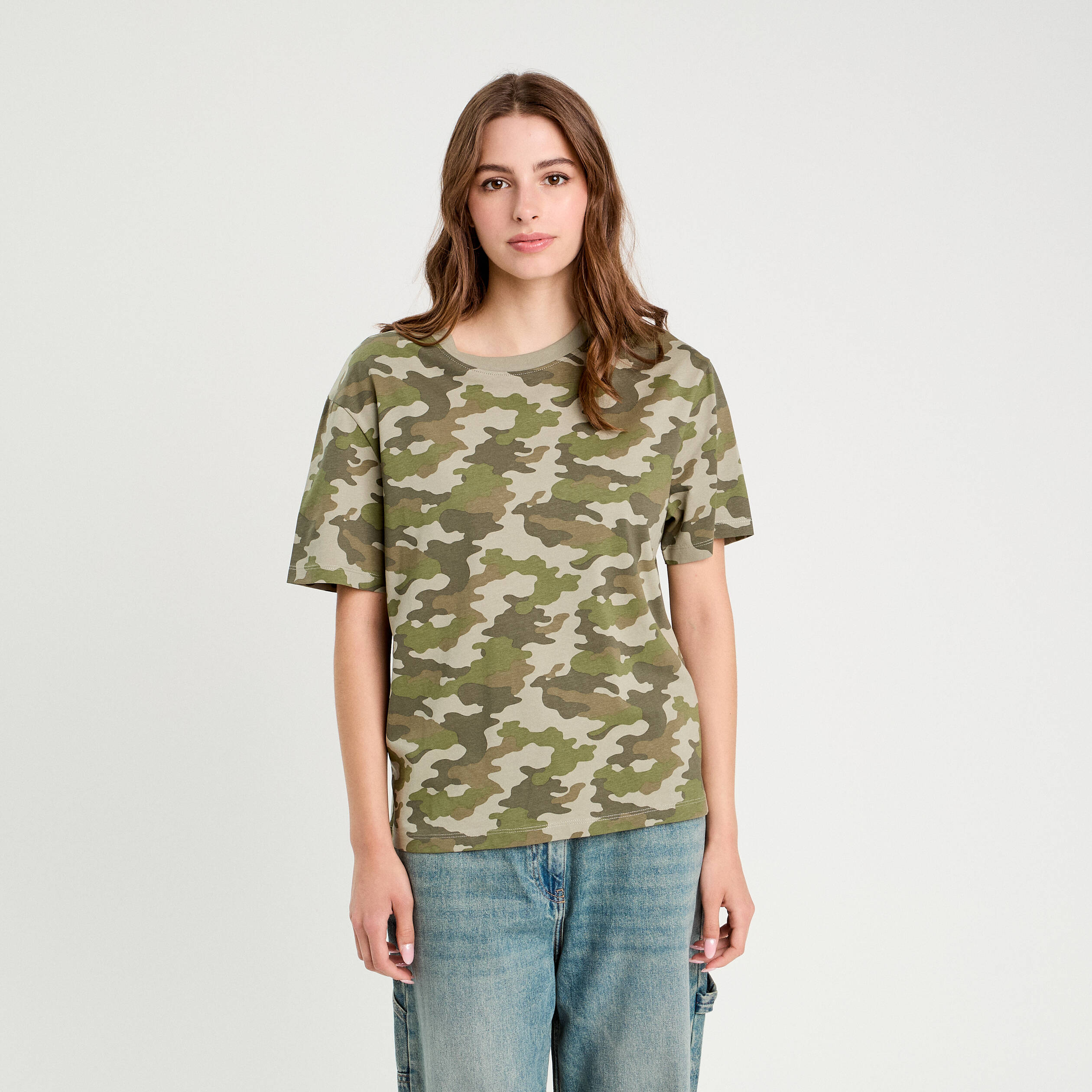 t shirt manches courtes vert kaki femme T-shirt manches courtes vert kaki femme