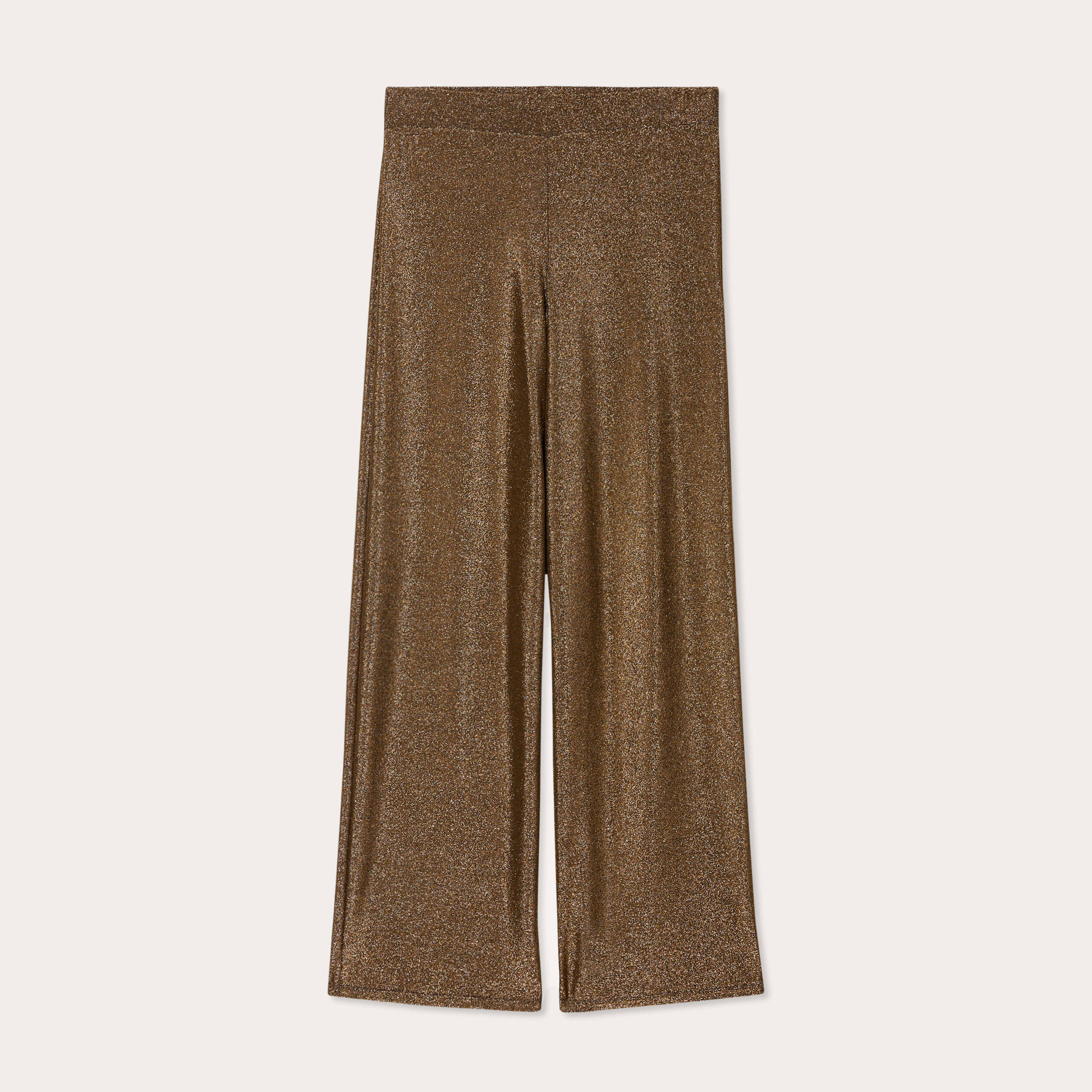 Pantalon large fils m&eacute;tallis&eacute;s couleur or femme