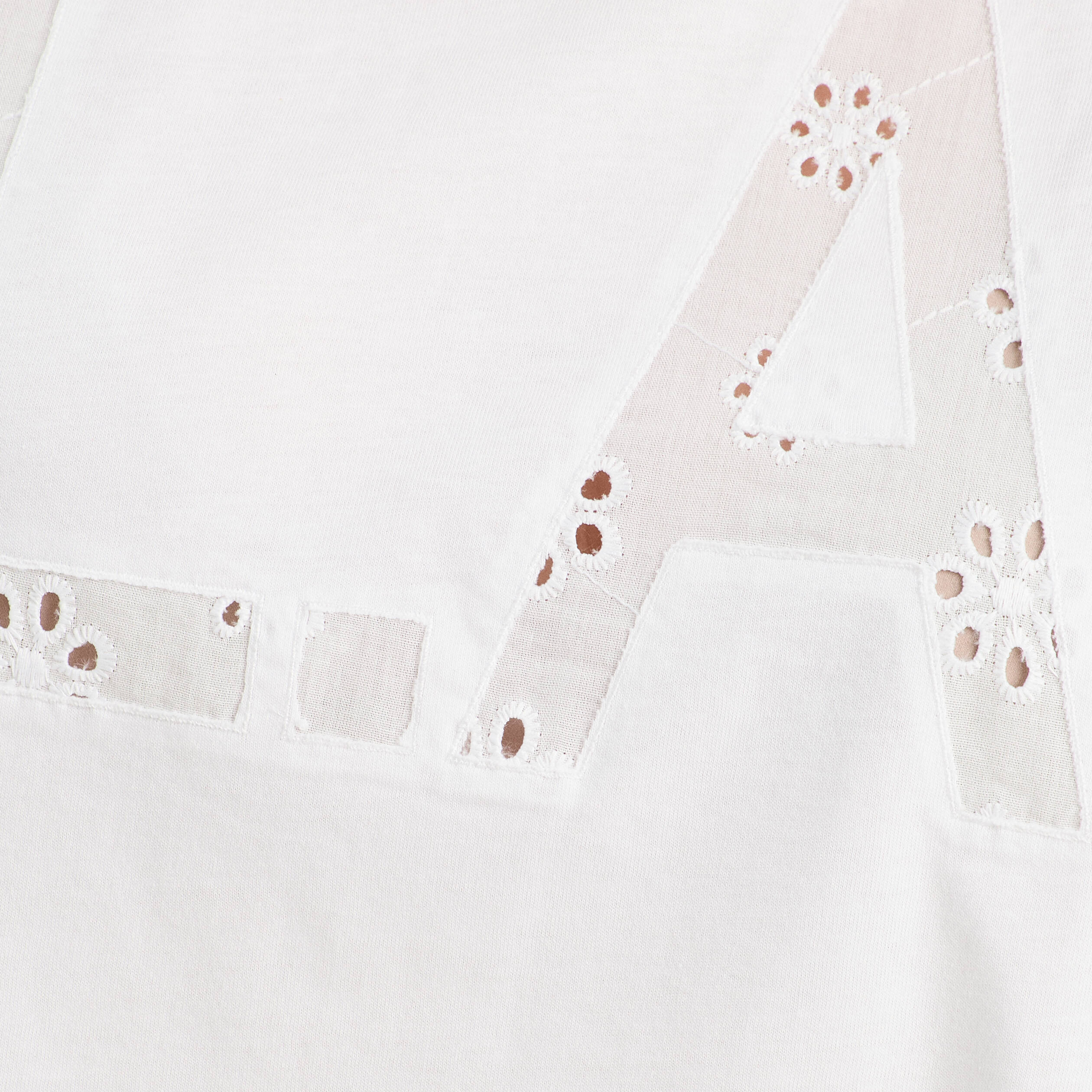 T-shirt cropped brod&eacute; blanc femme