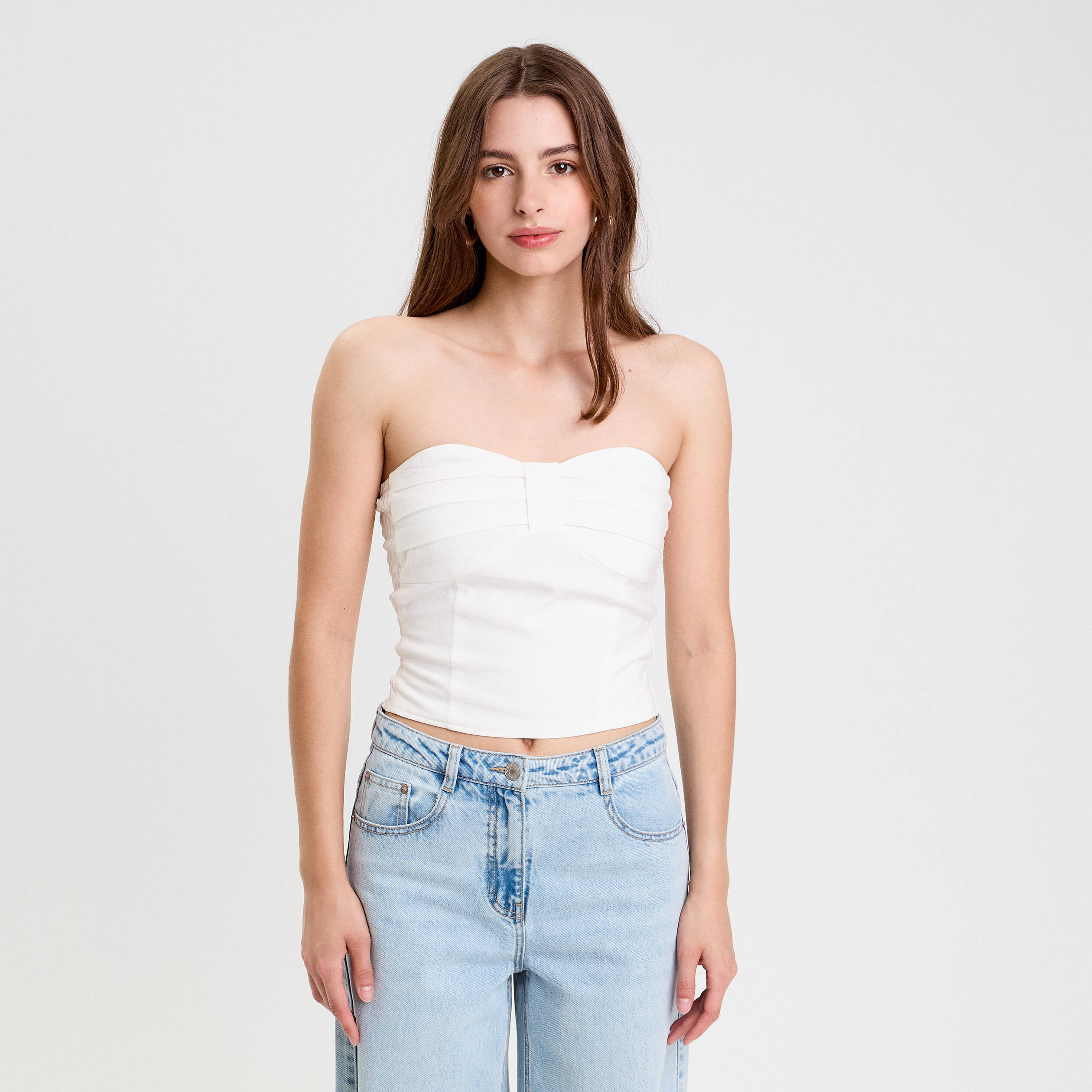 bustier cintre sans manches ecru femme Bustier cintré sans manches ecru femme