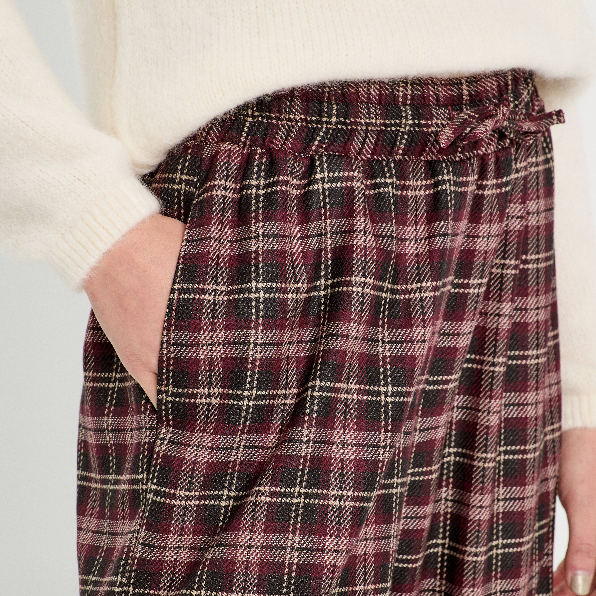 Pantalon large bordeaux femme