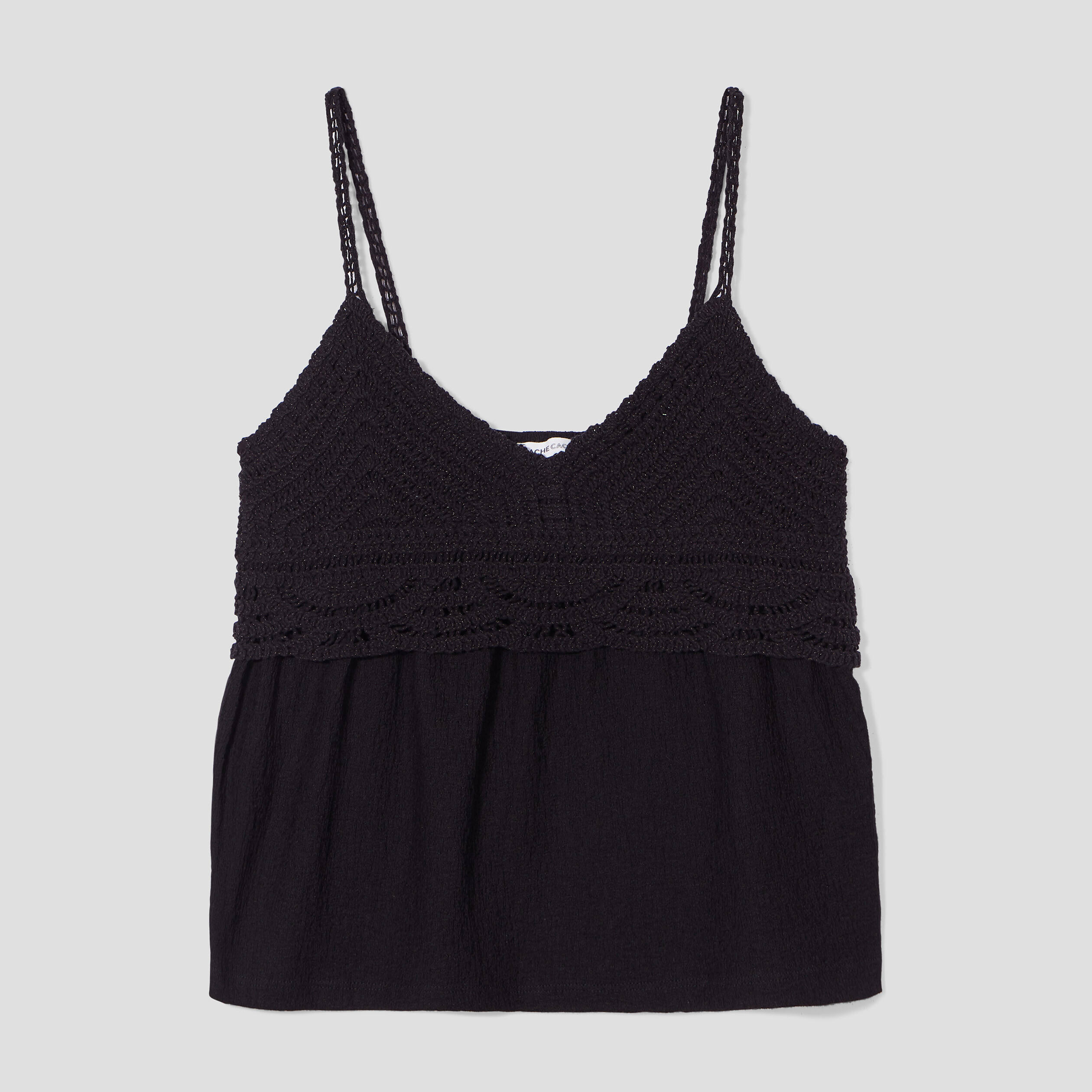 D&eacute;bardeur col aspect crochet noir femme