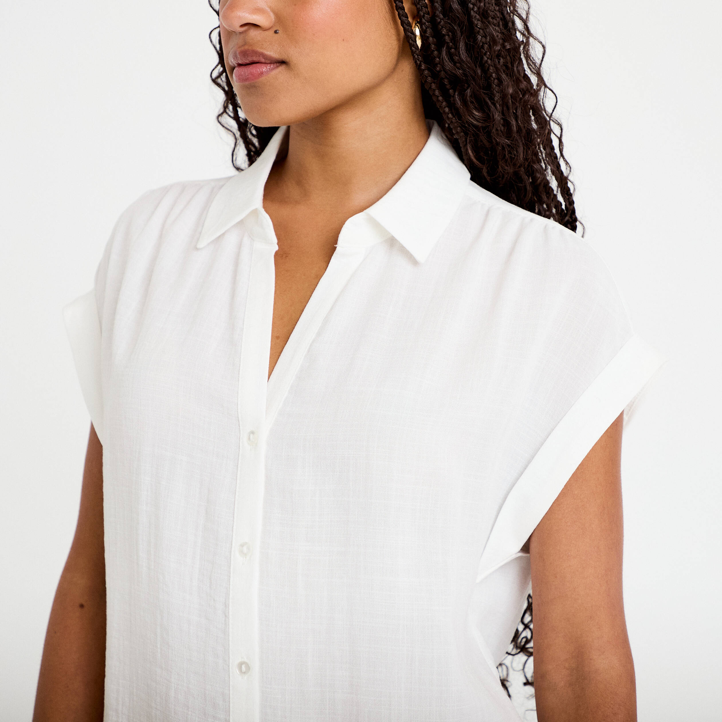 Blouse manches courtes ecru femme