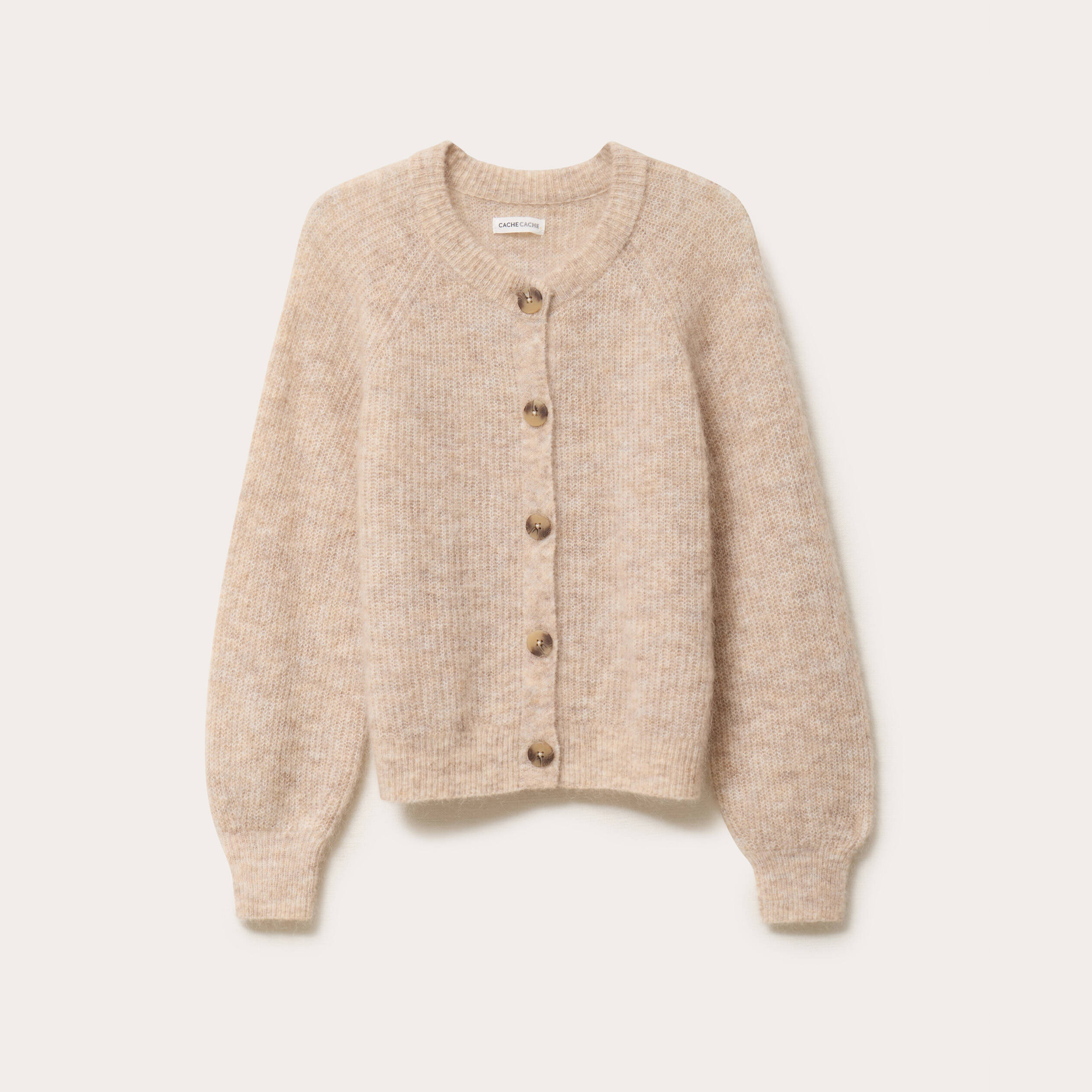 Gilet manches longues beige femme