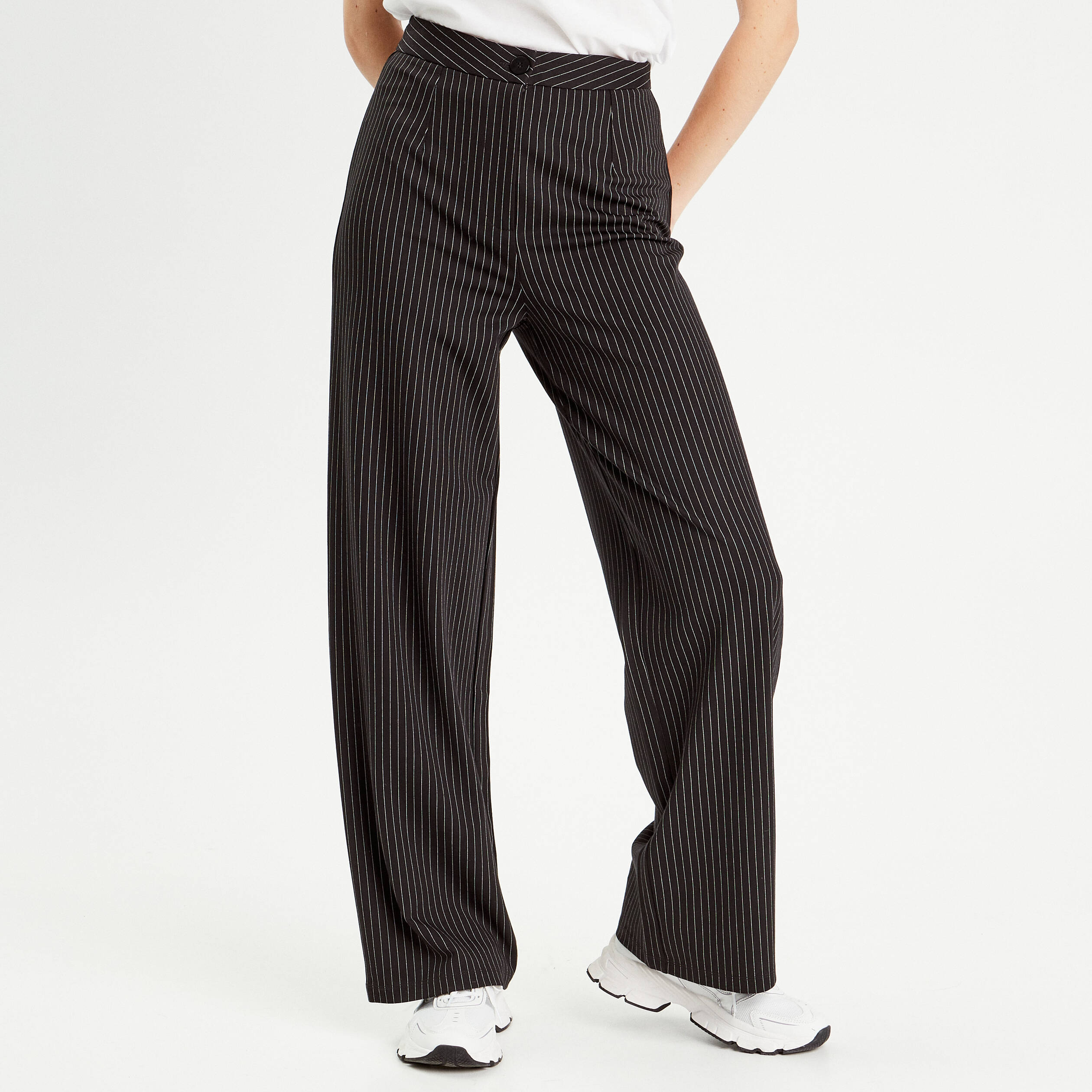 Trousers Pantalon Tres Large Pantalon Jambe Large Noir Femme Vibs