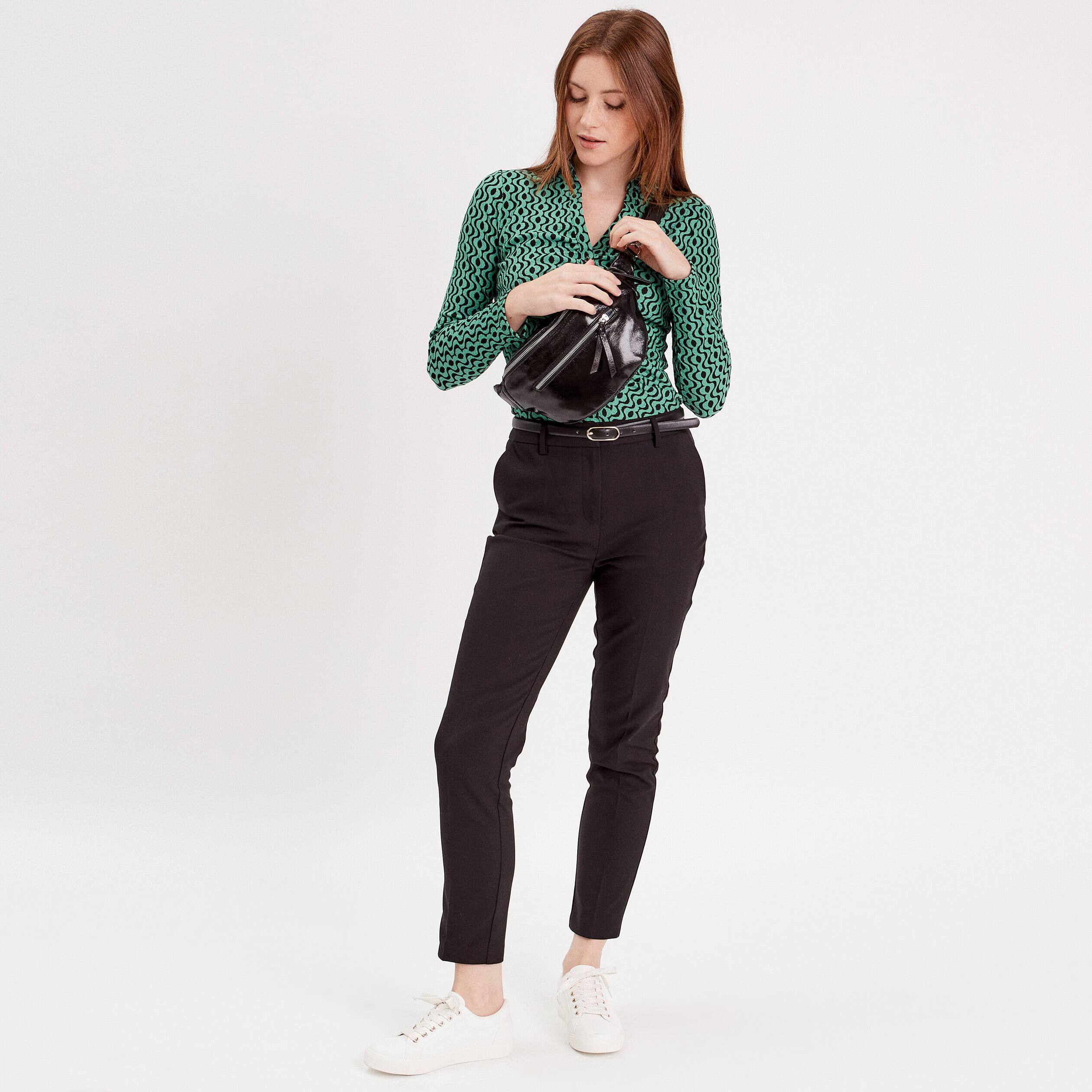 blouse manches longues froncee noir femme Blouse manches longues froncée noir femme