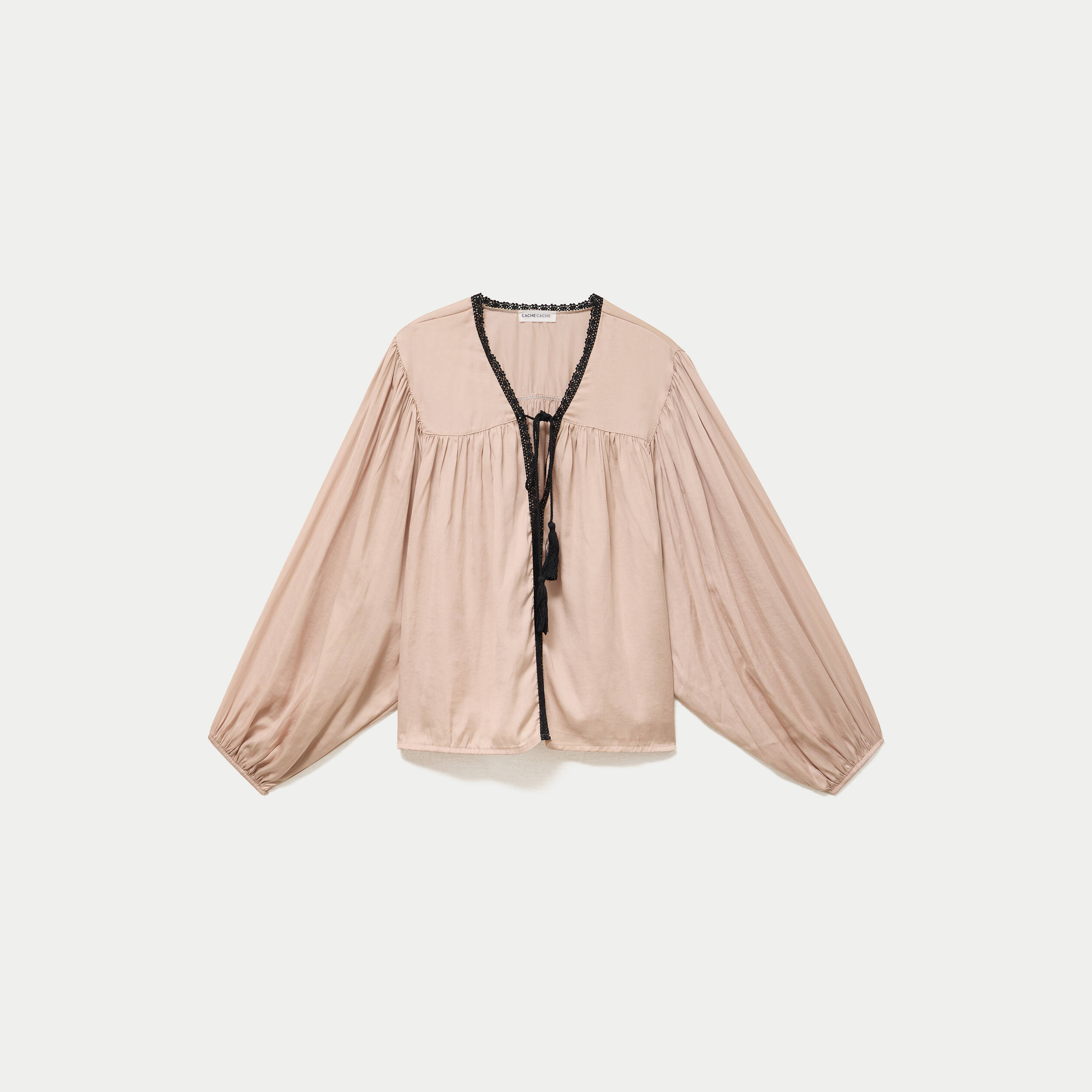 Blouse droite manches longues ecru femme