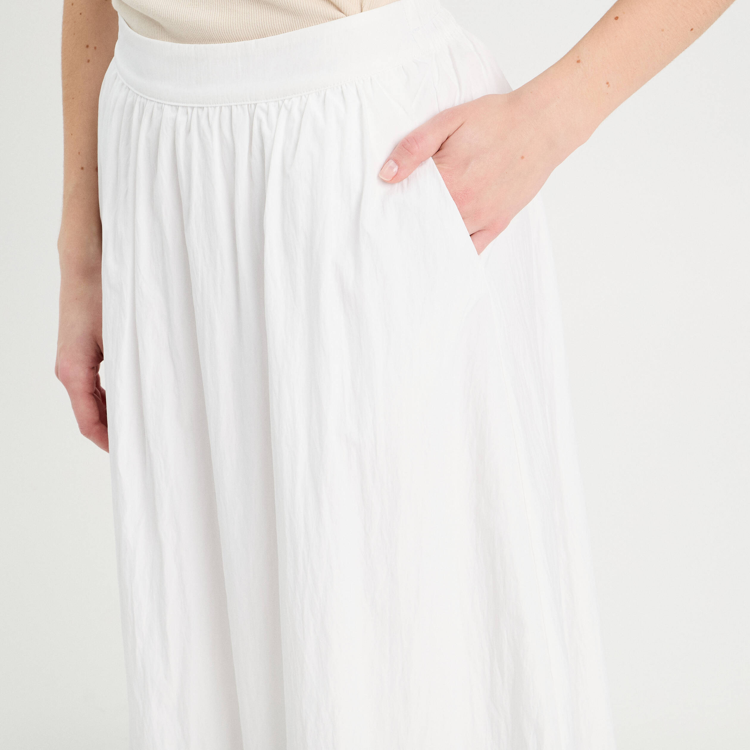 Jupe longue évasée blanc femme