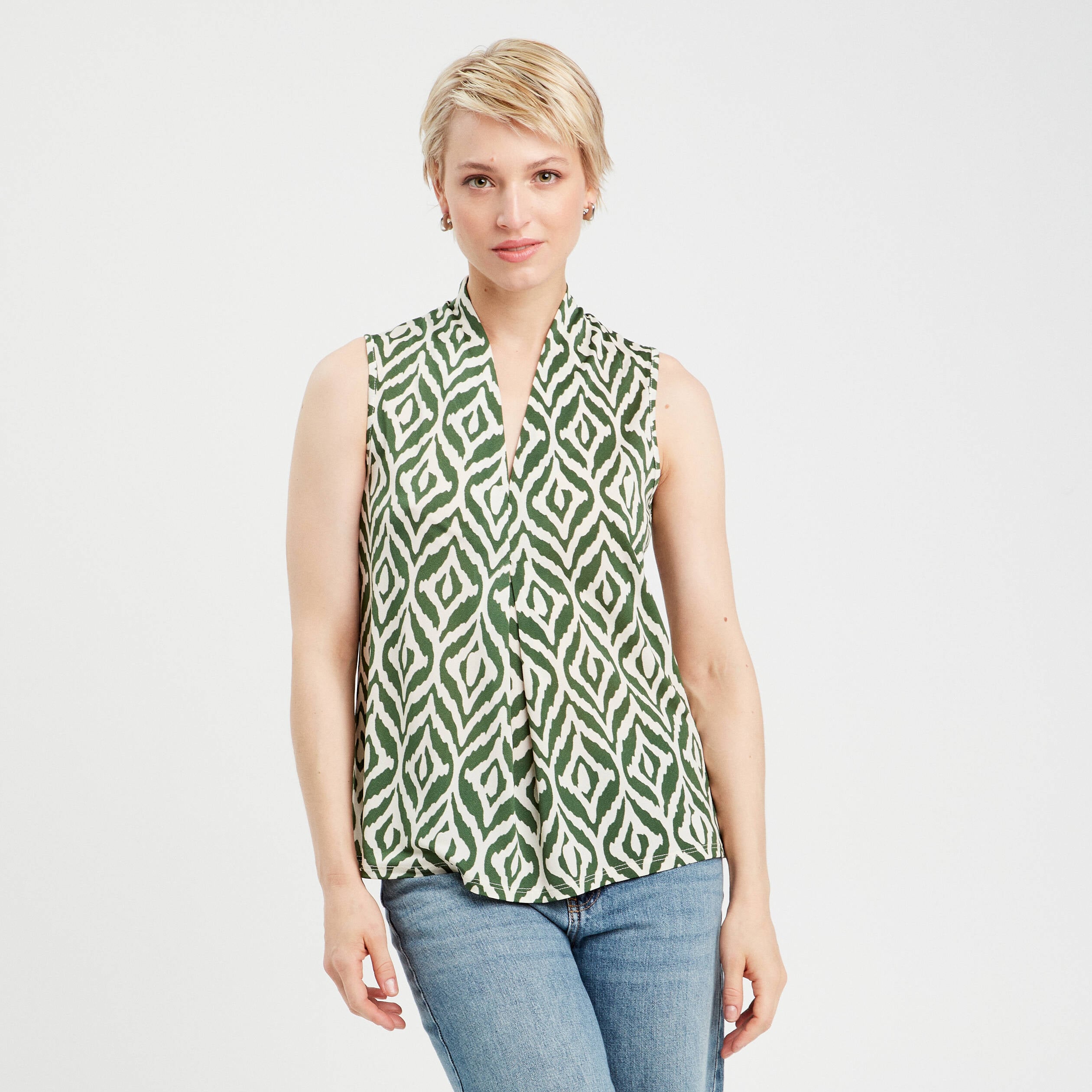 Blouse sans manches blanc femme
