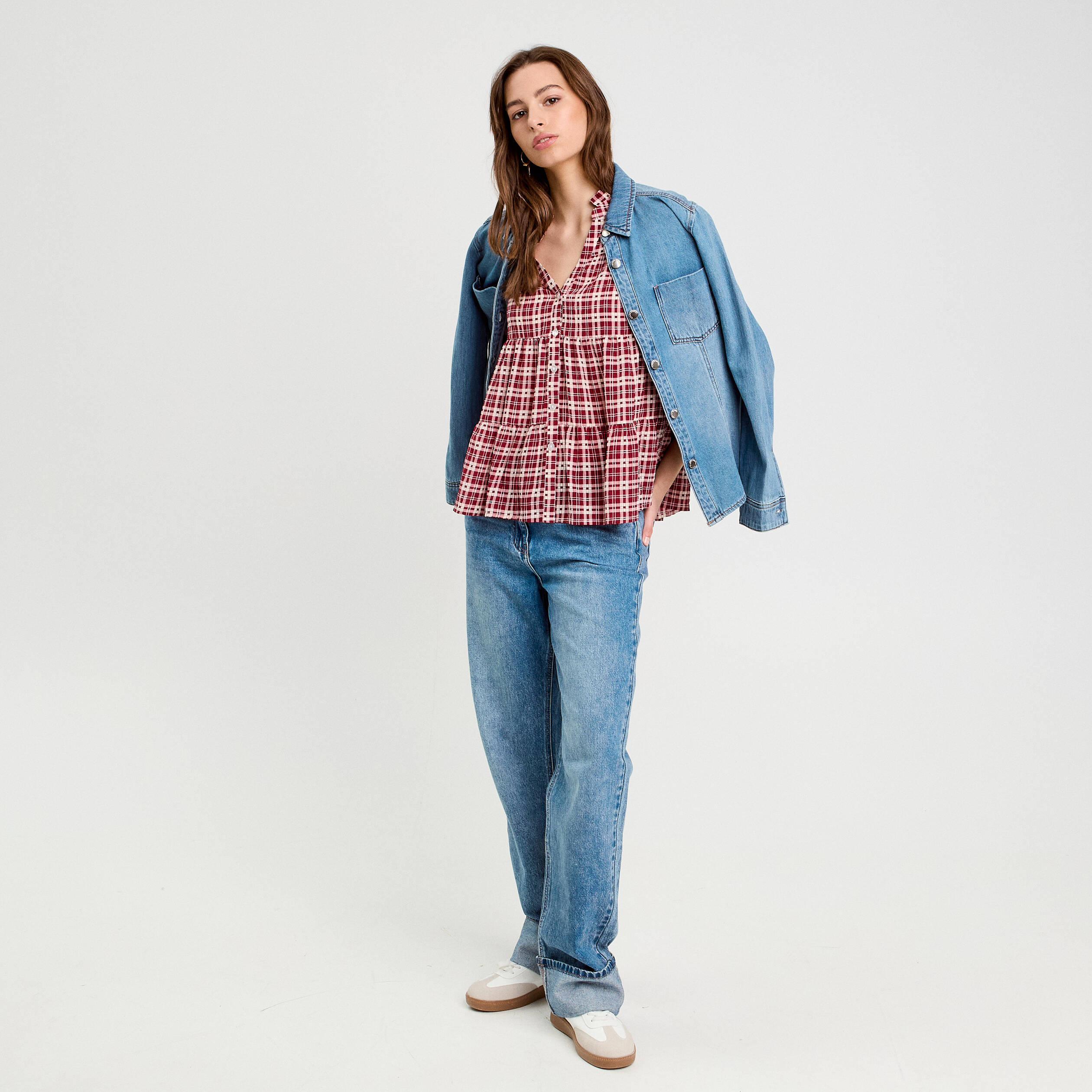 blouse manches 34 bordeaux femme Blouse manches 3/4 bordeaux femme