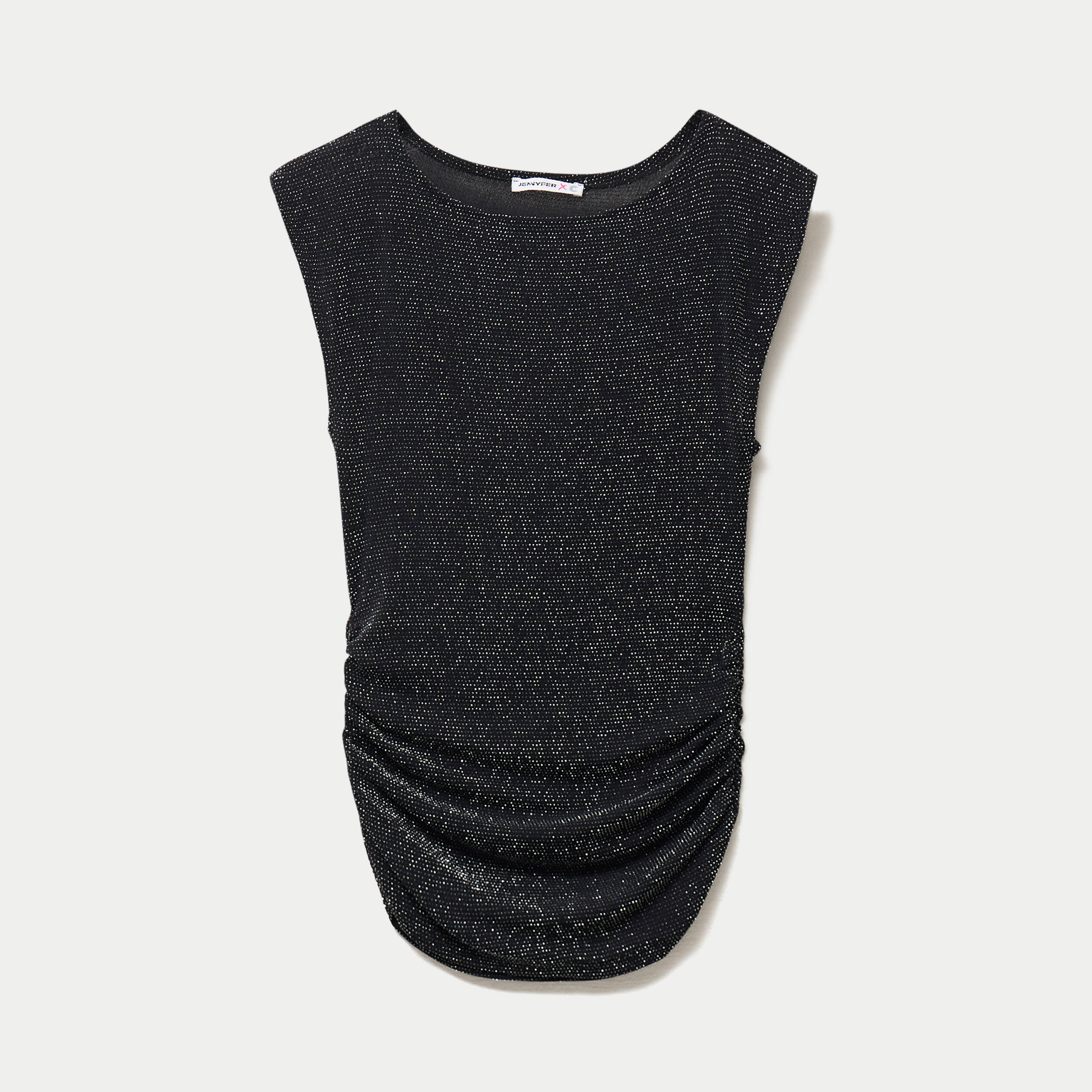 Top ajust&eacute; col rond manches courtes noir femme
