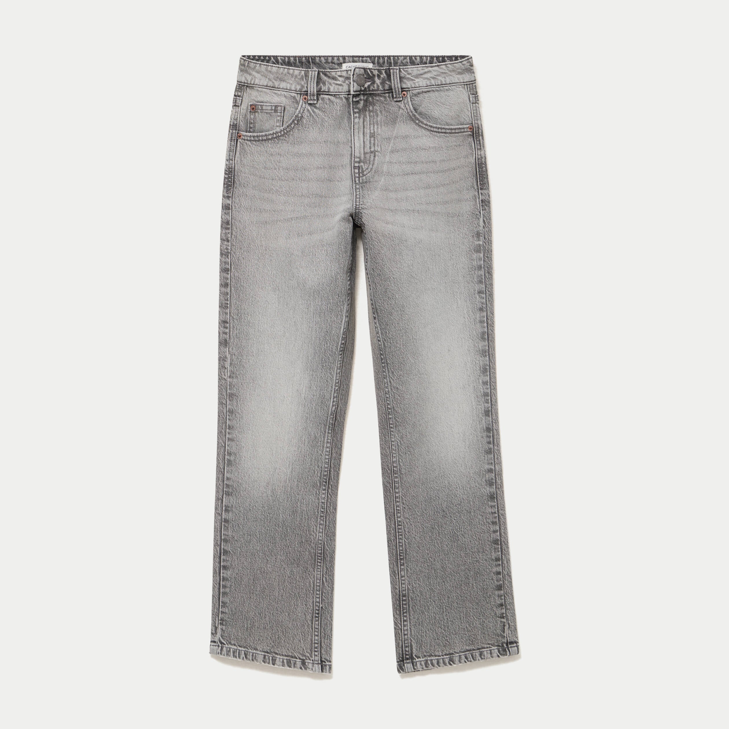 Jean droit taille standard denim gris femme