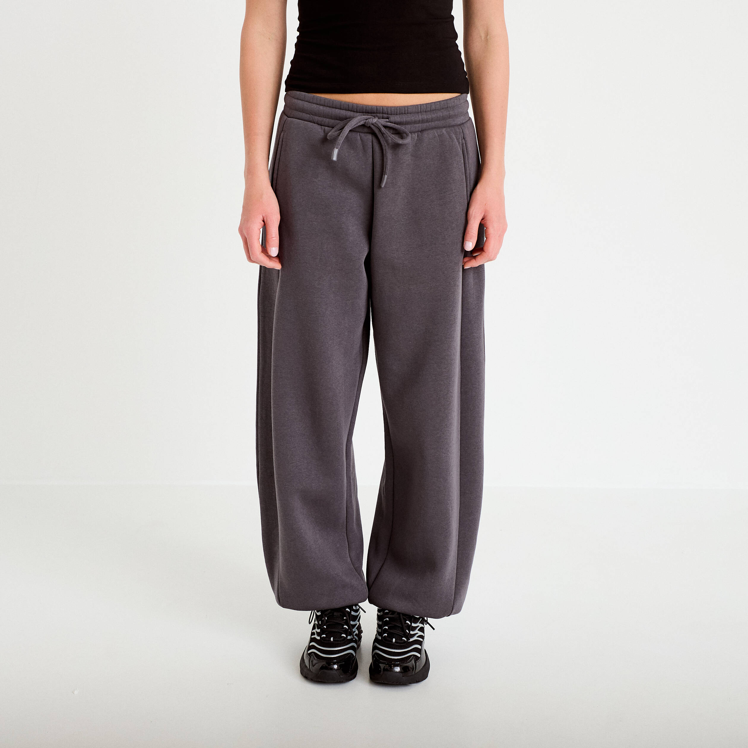 Jegging taille basse gris fonc&eacute; femme