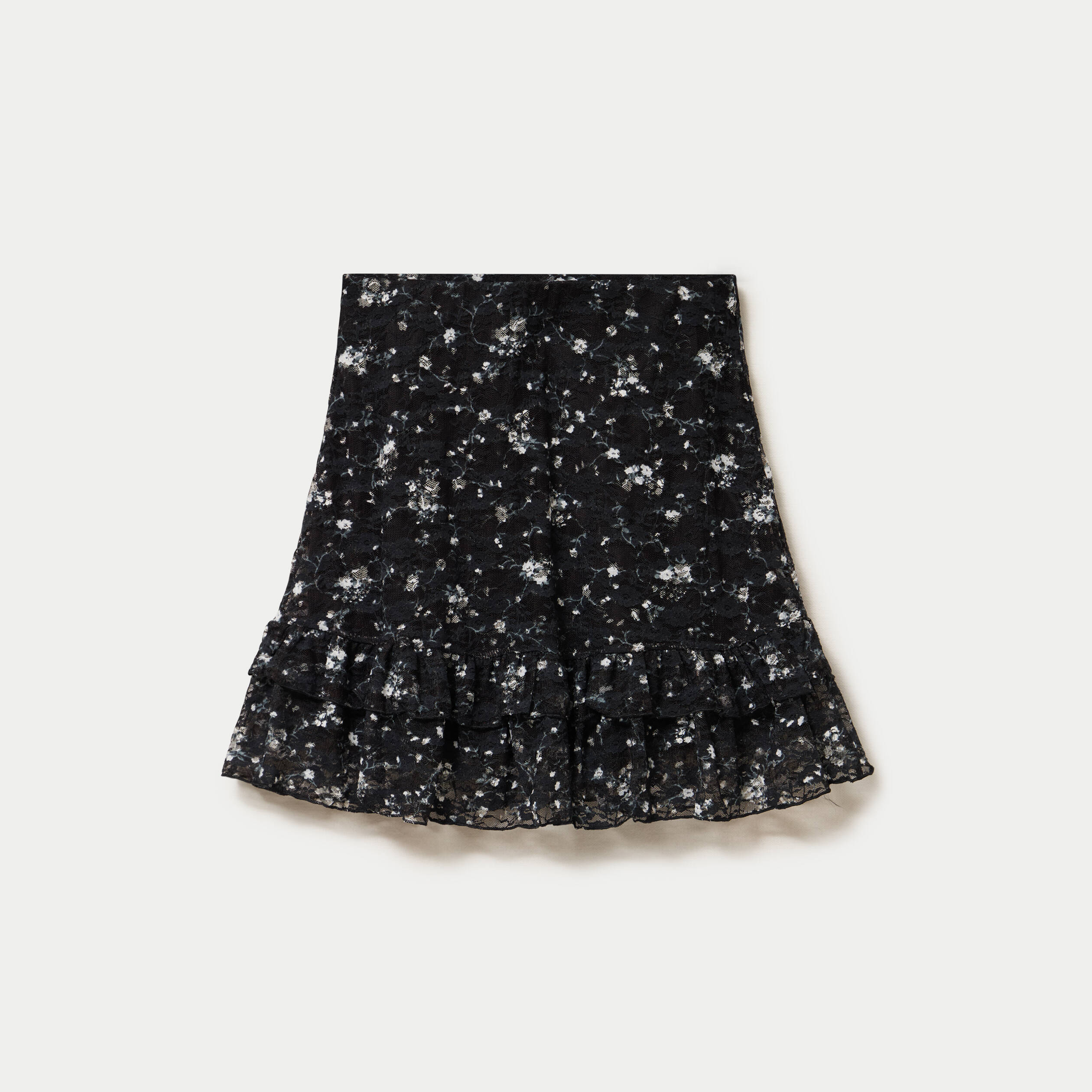 Jupe patineuse courte en dentelle noir femme