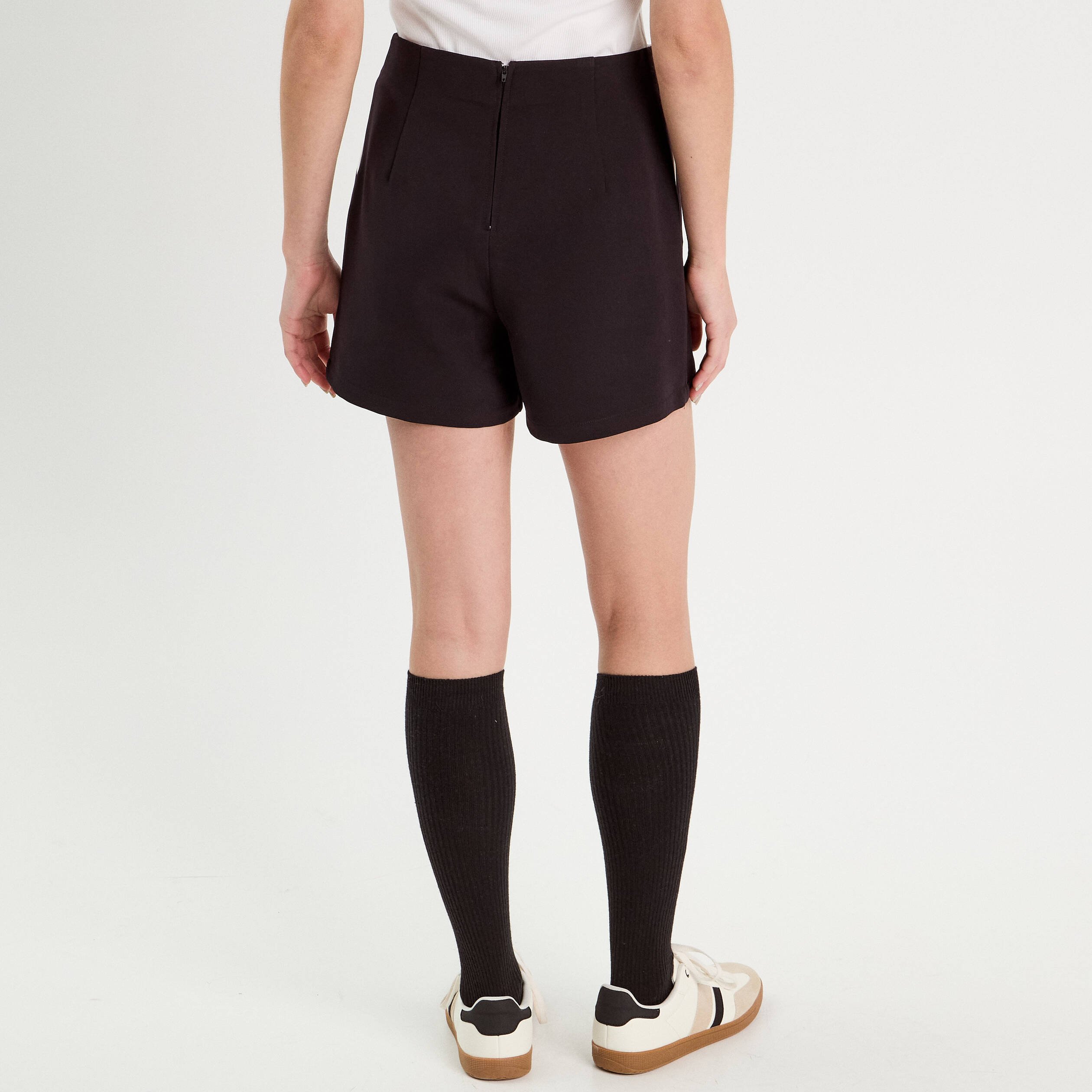 jupe short droite stretch noir femme Jupe-short droite stretch noir femme