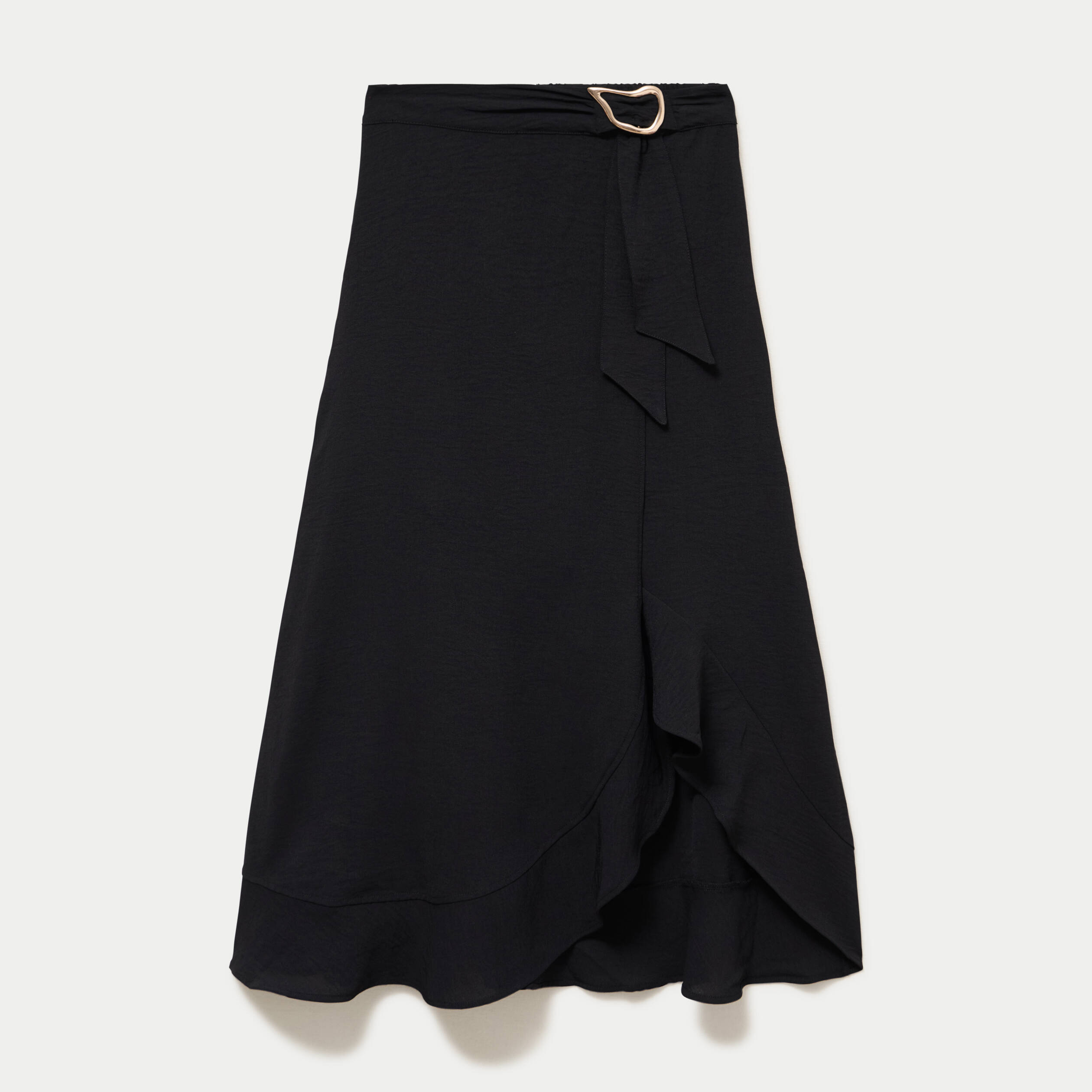 Jupe &eacute;vas&eacute;e longueur 3/4 avec bijou noir femme
