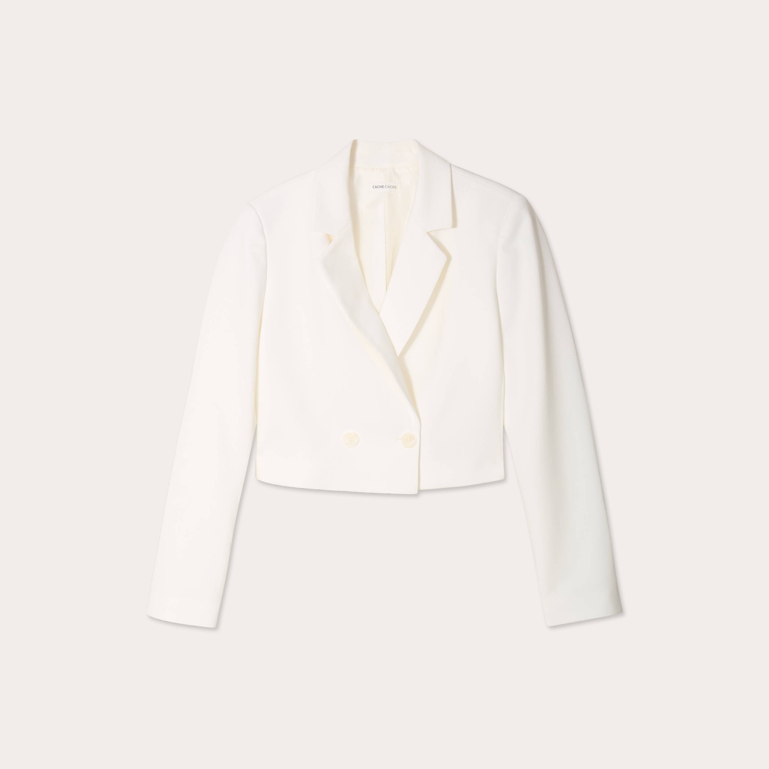 Veste blazer courte ecru femme