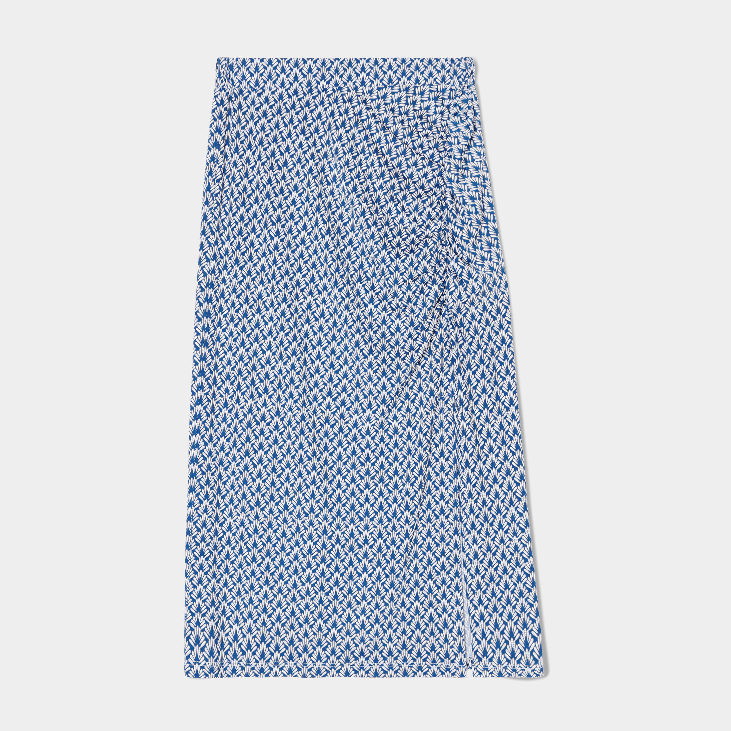 Jupe longue droite fronces bleu marine femme