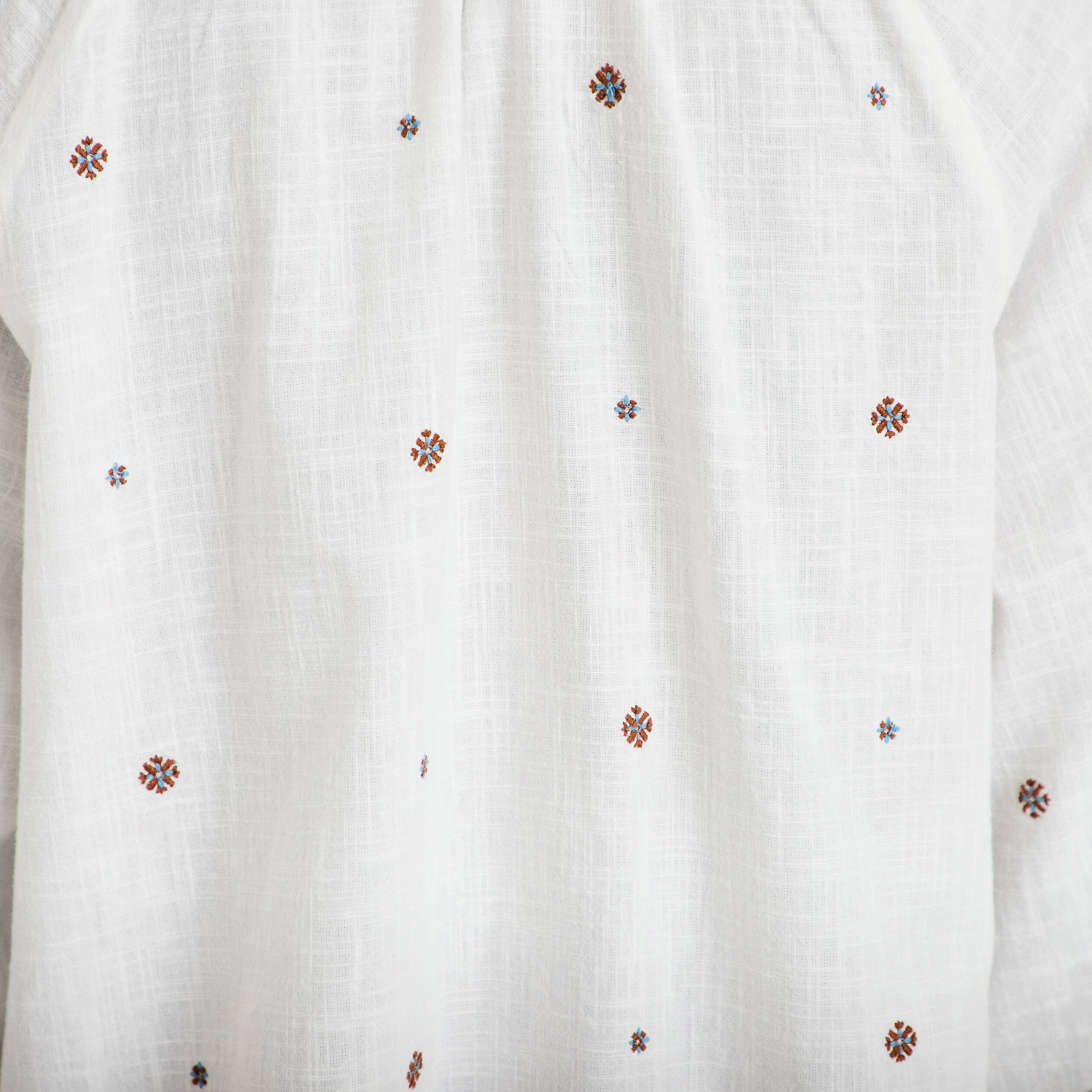 Blouse ample col tunisien manches 3/4 ecru femme