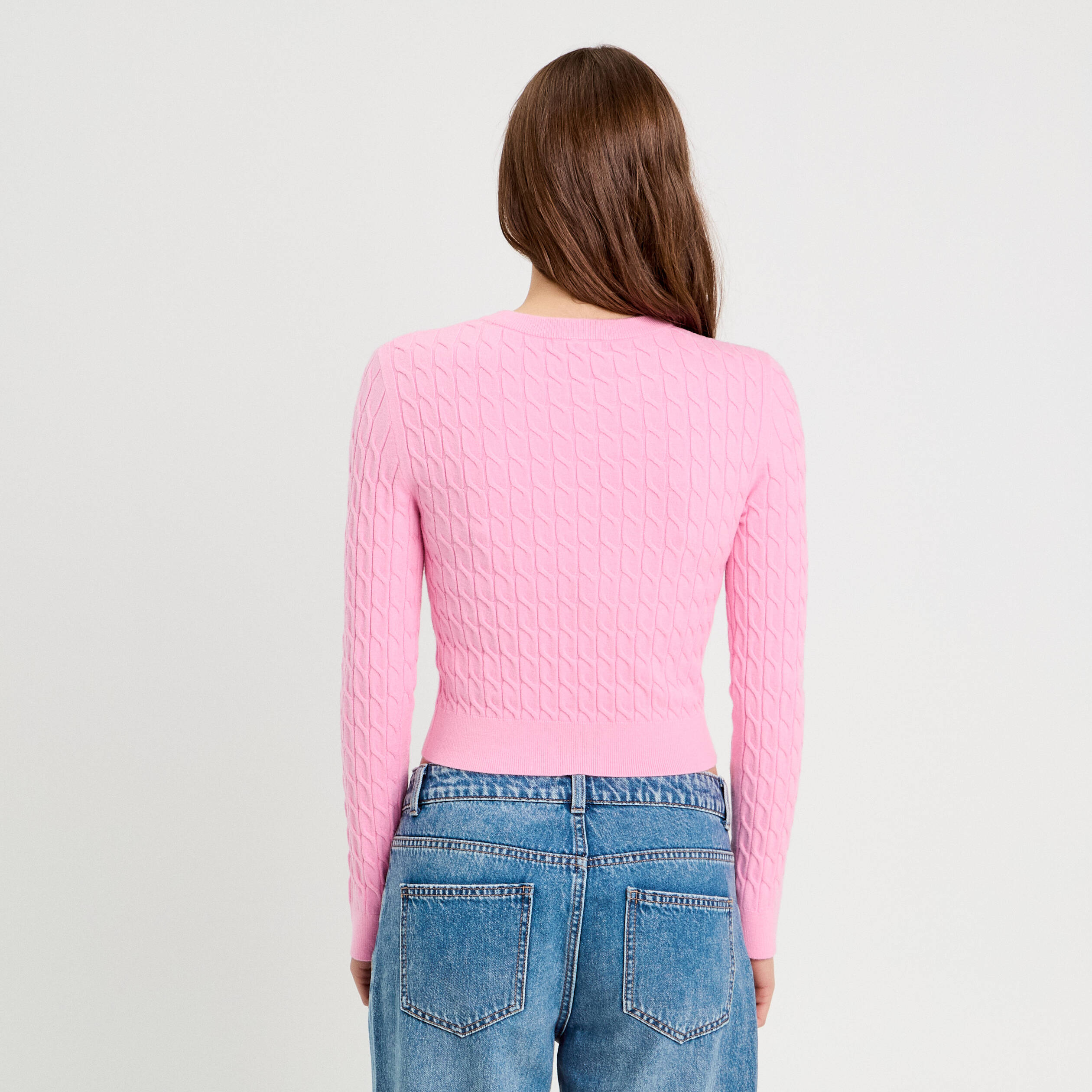 pull torsades rose femme Pull torsades rose femme