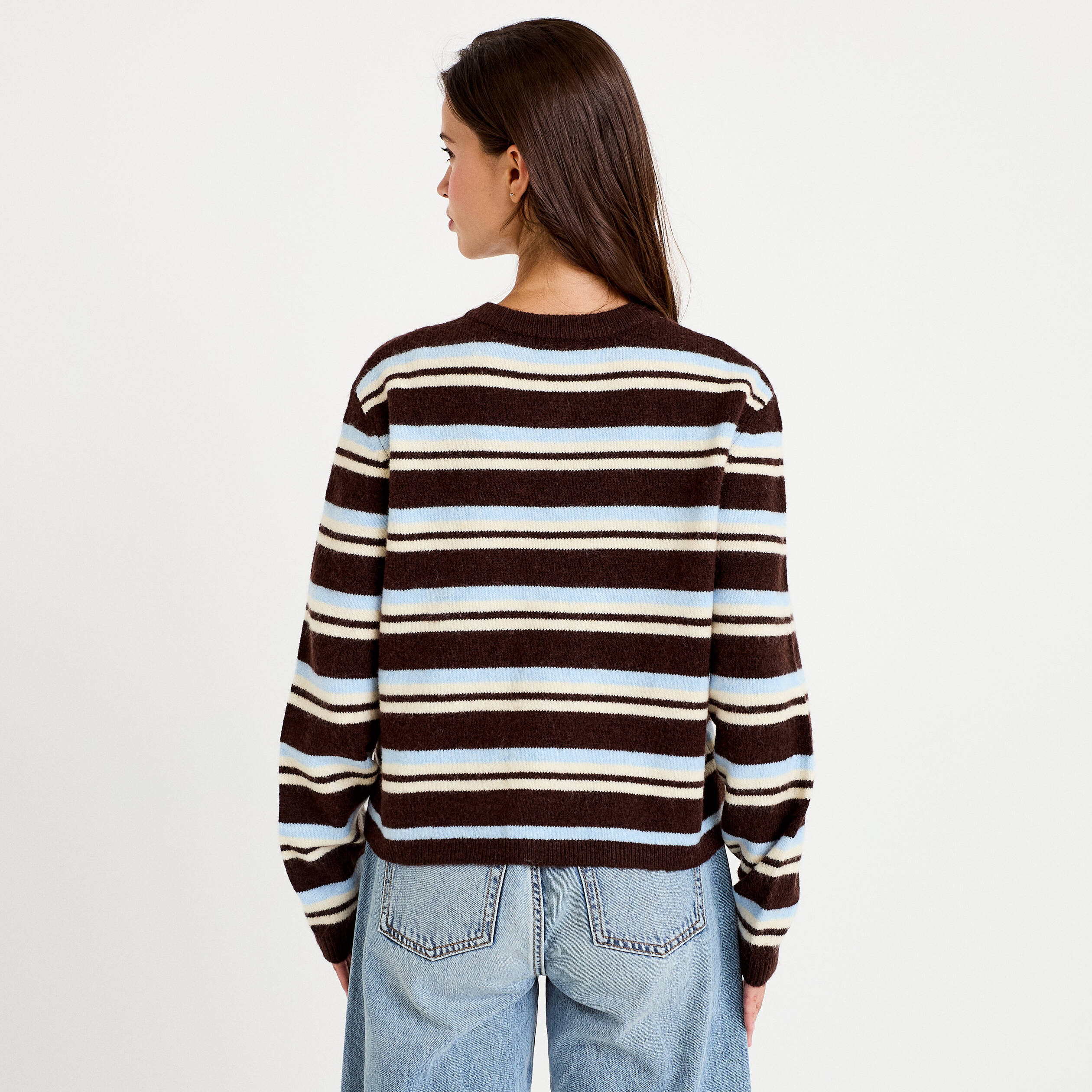 Gilet manches longues bleu ciel femme