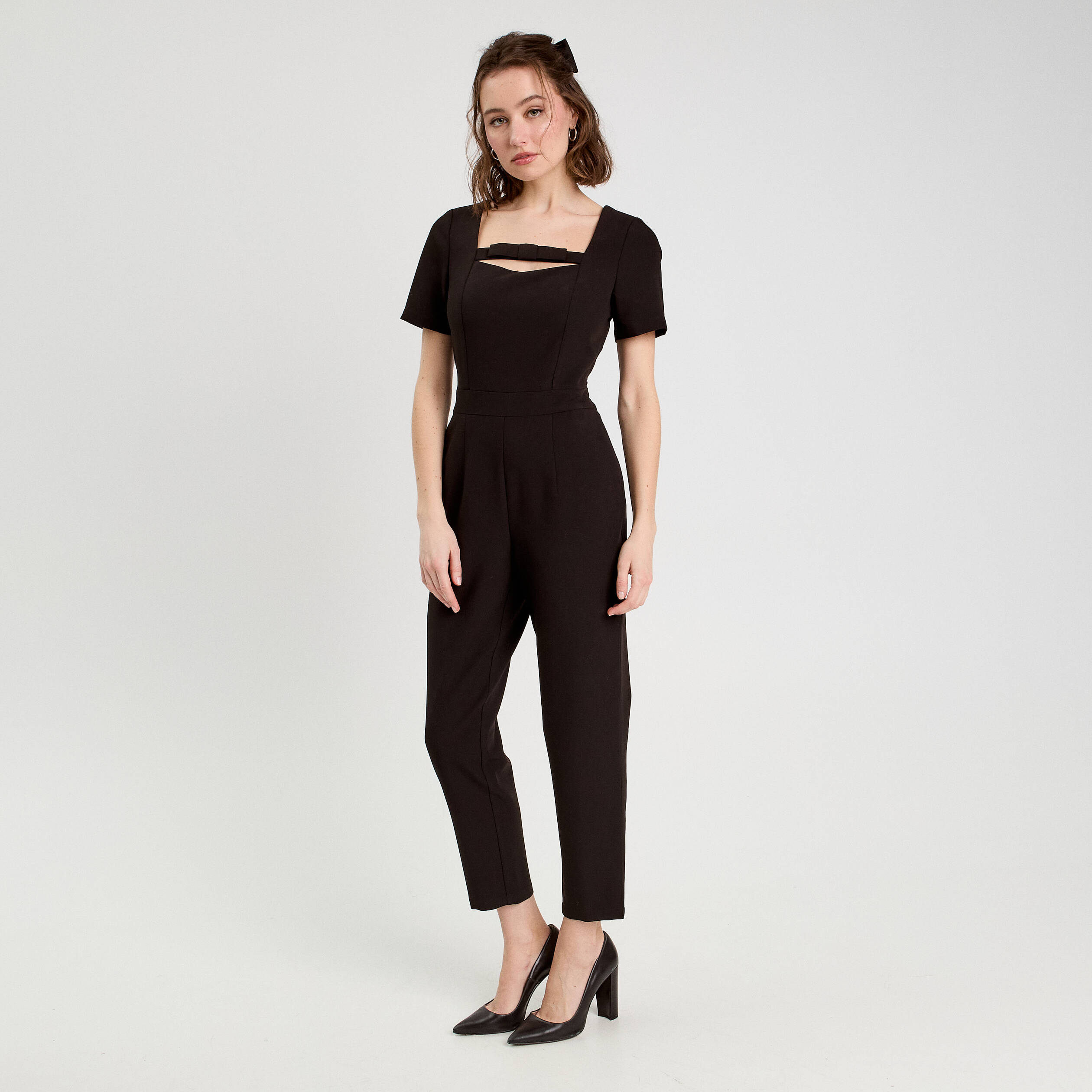 Combinaison pantalon 7/8&egrave;me noir femme