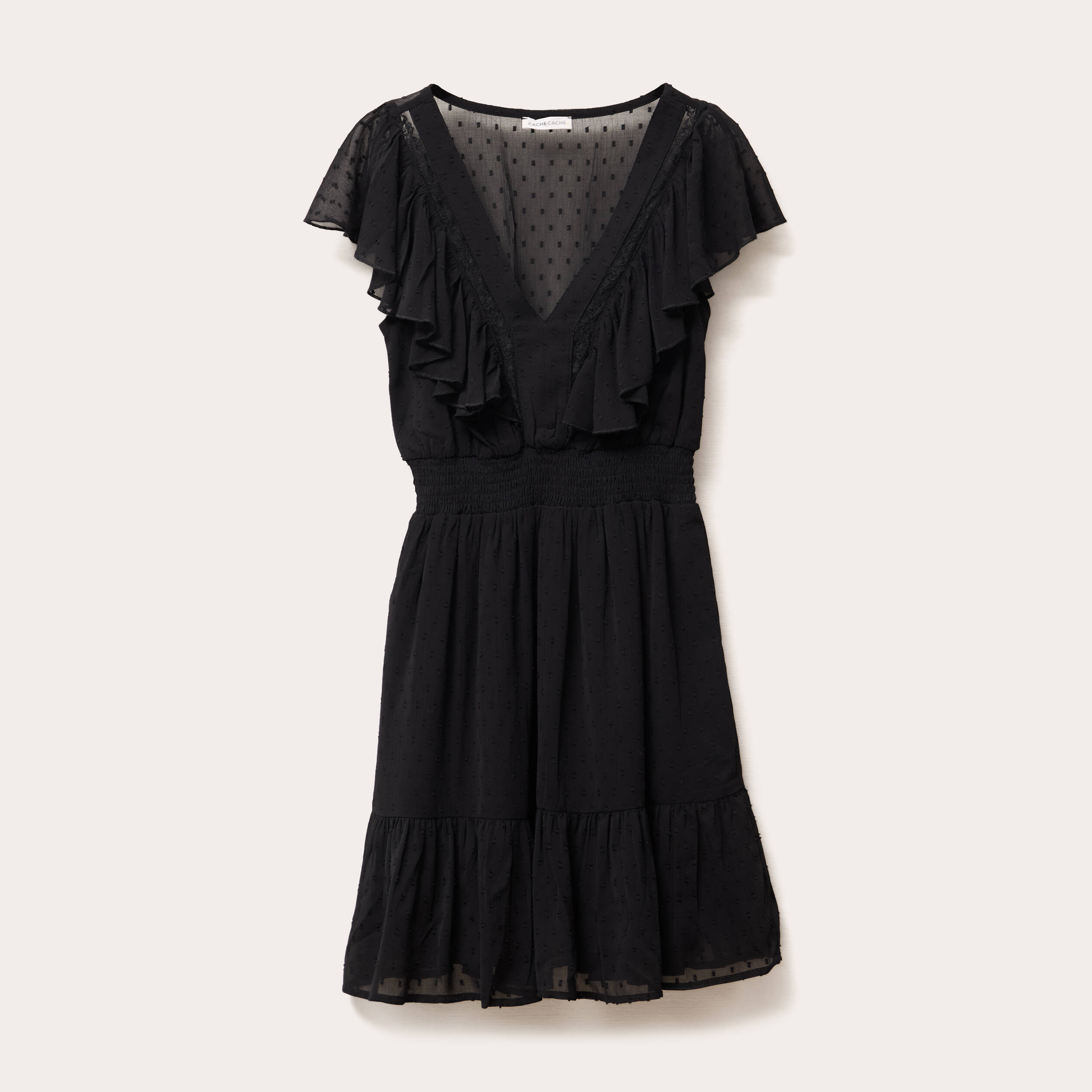 robe evasee plumetis noir femme Robe évasée plumetis noir femme