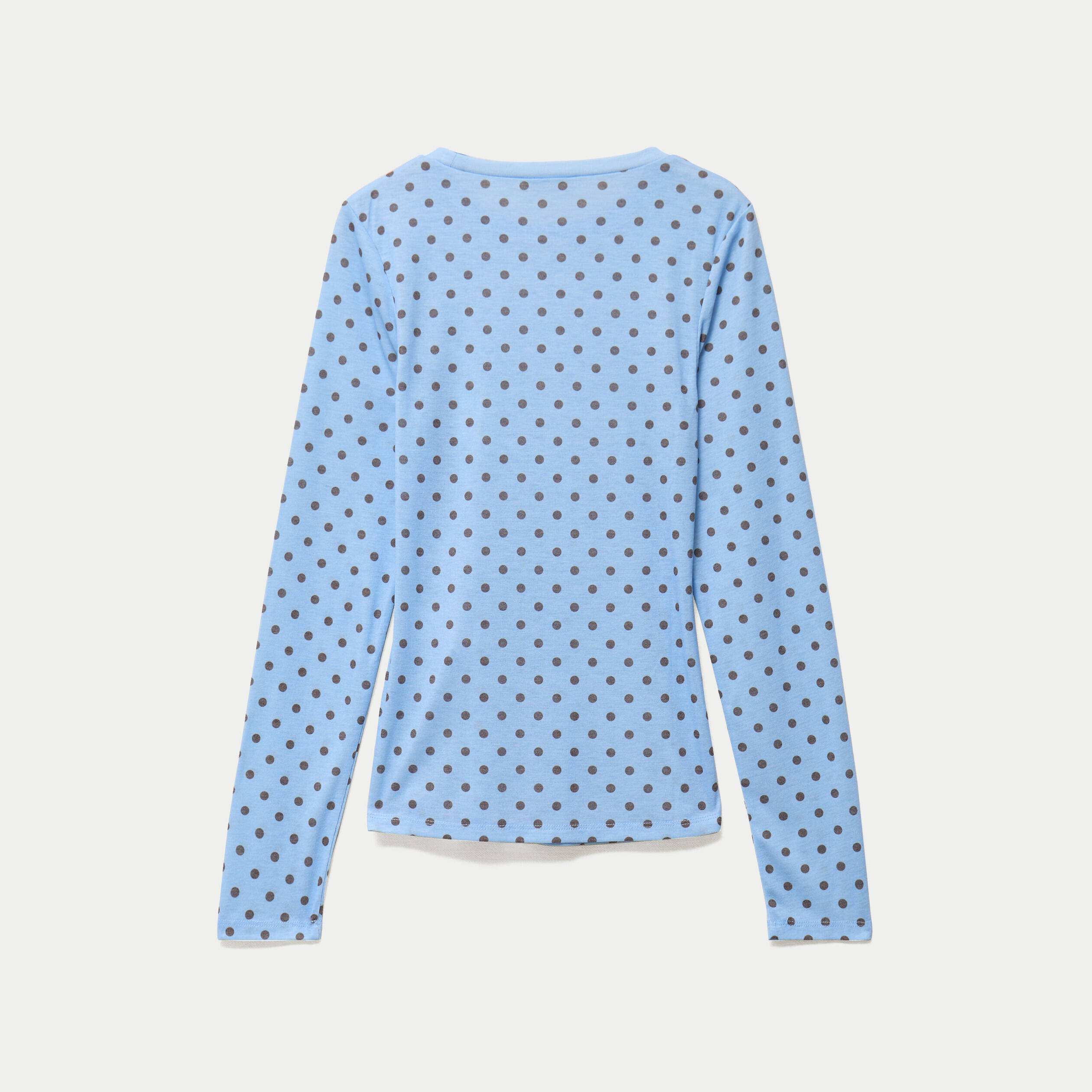 T-shirt ajust&eacute; col rond manches longues bleu ciel femme