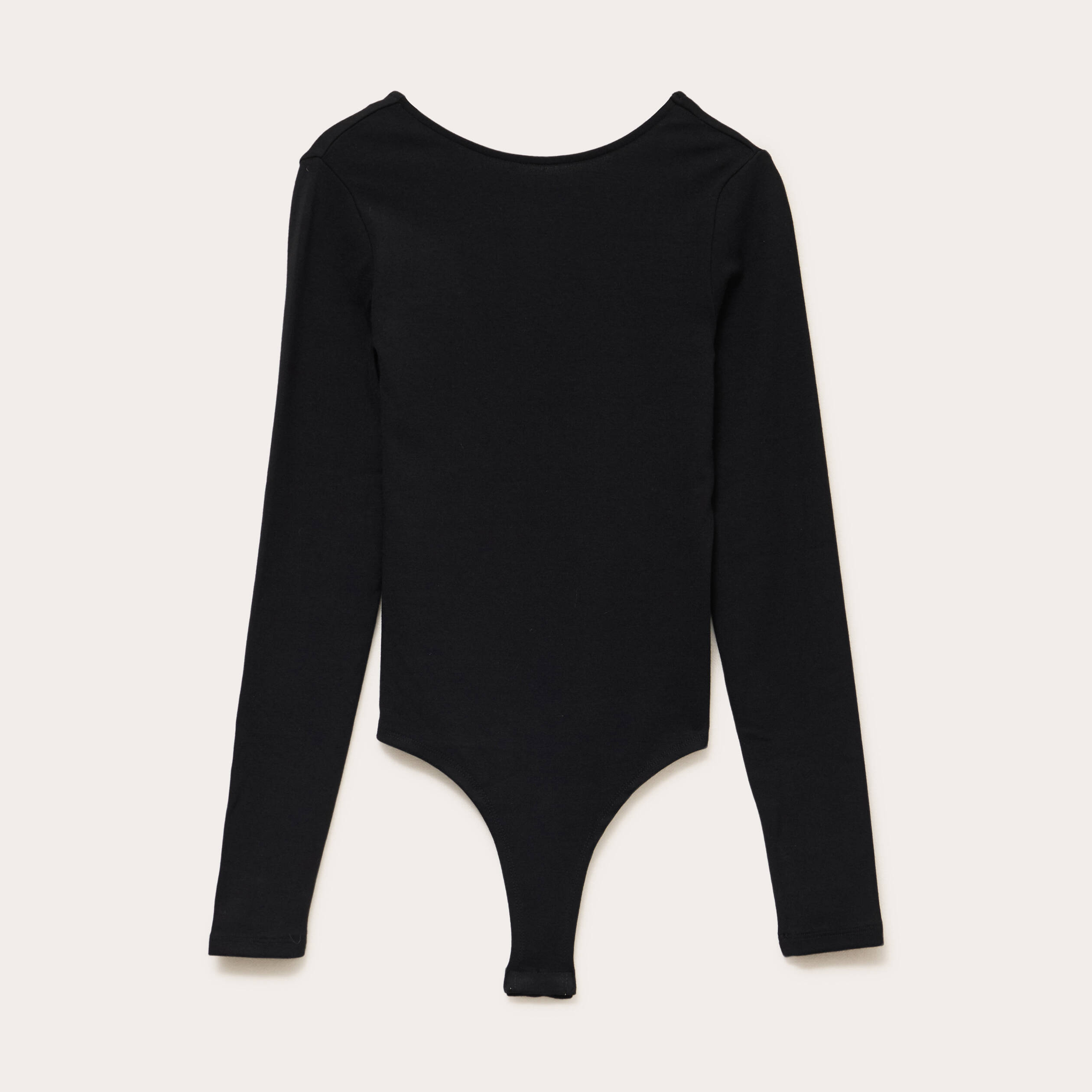 Body cintr&eacute; manches longues bateau noir femme