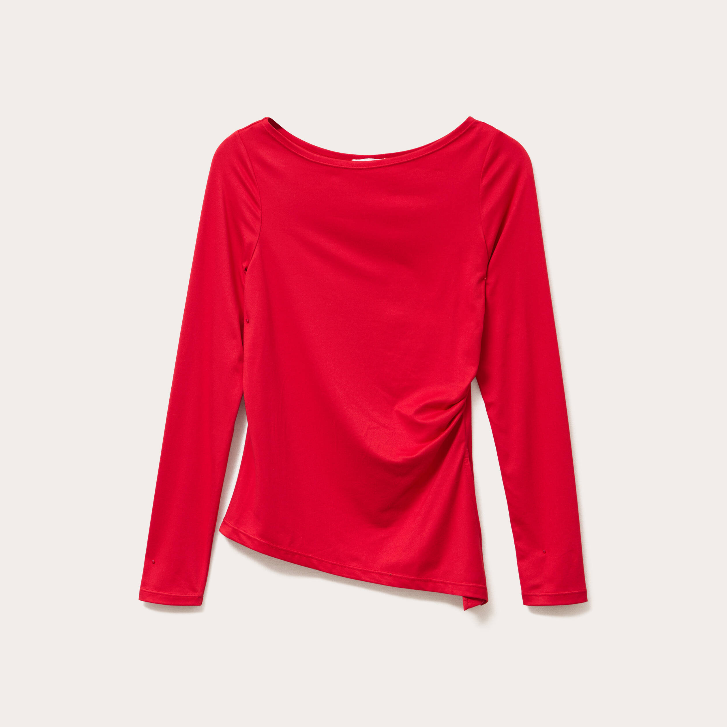 Top cintr&eacute; manches longues rouge femme