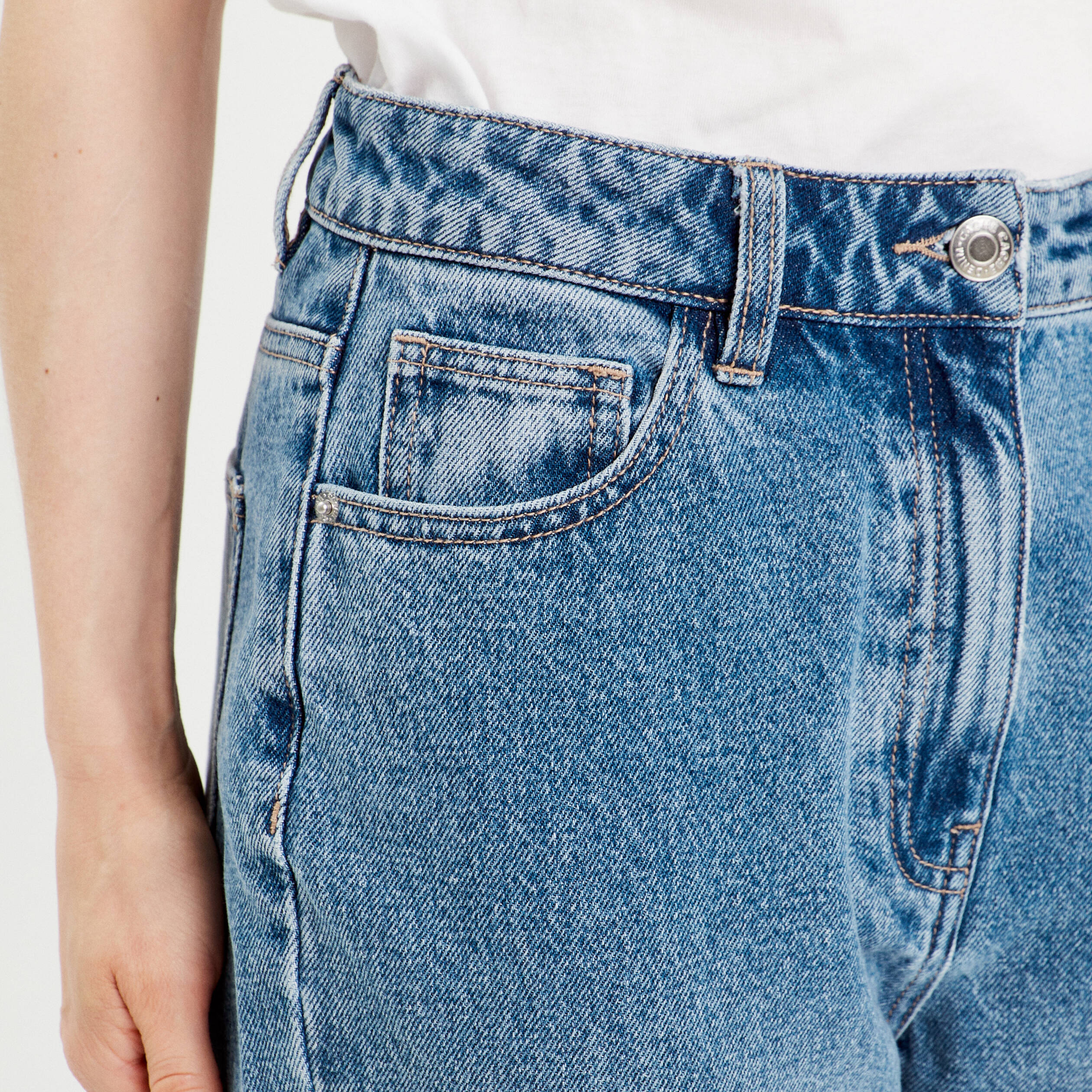 Jeans mom taille haute denim double stone femme