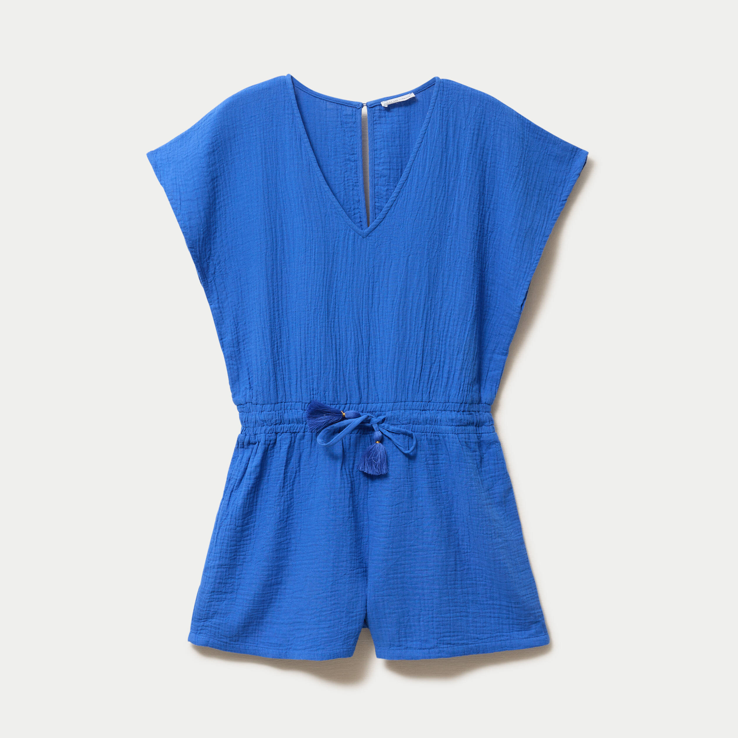 Combishort pliss&eacute; bleu electrique femme