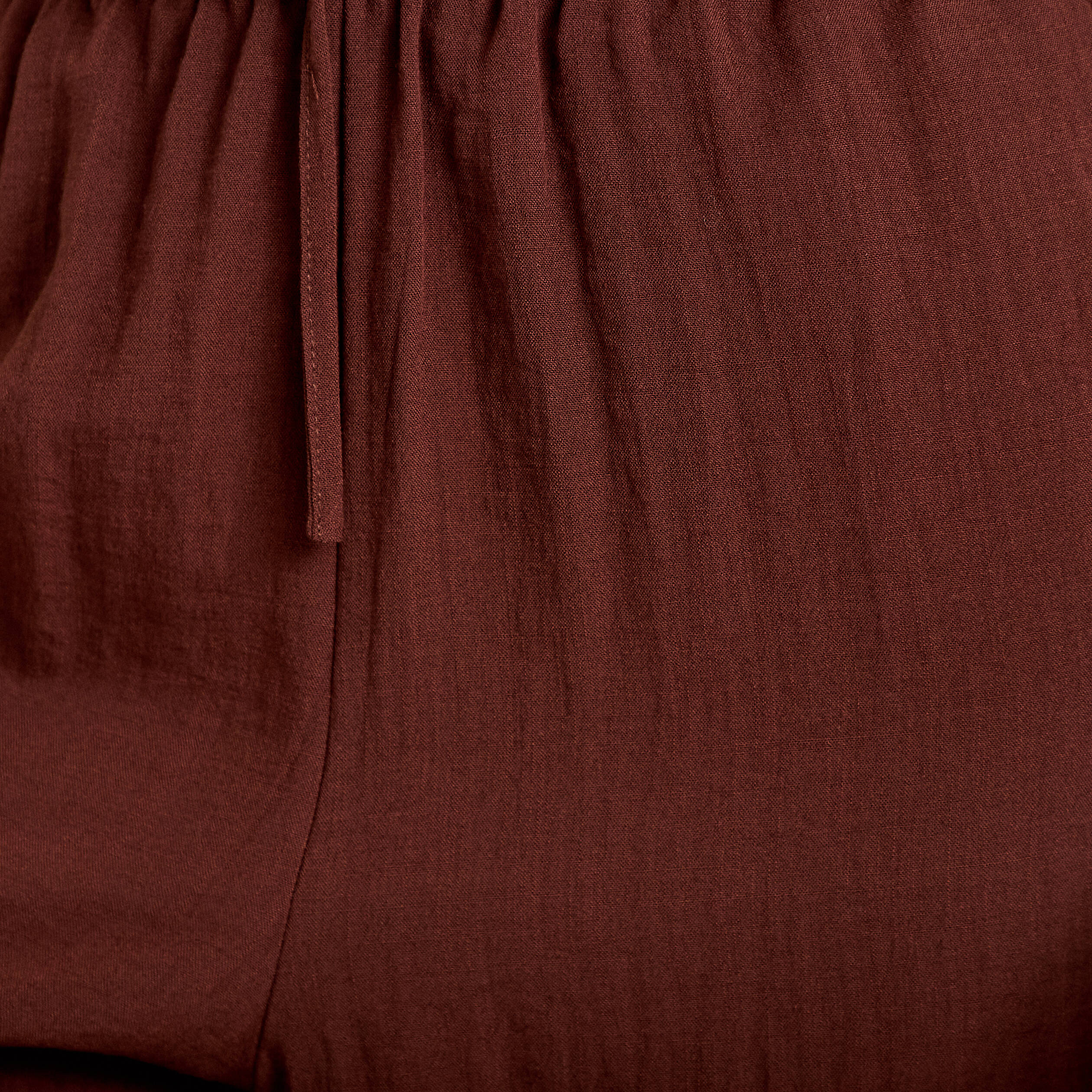 Pantalon large taille haute en cr&ecirc;pe marron femme