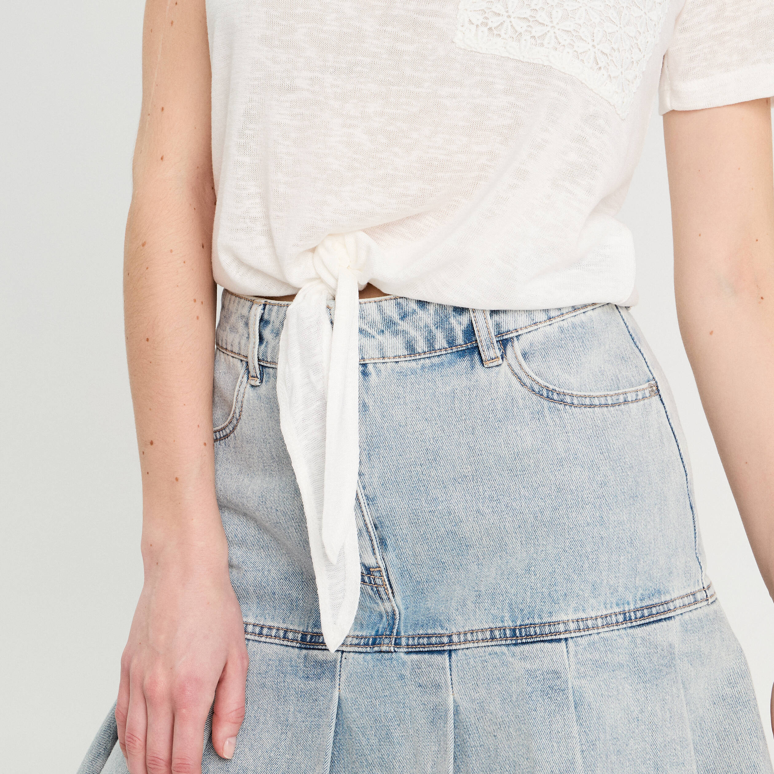 t shirt detail noeud ecru femme T-shirt détail noeud ecru femme