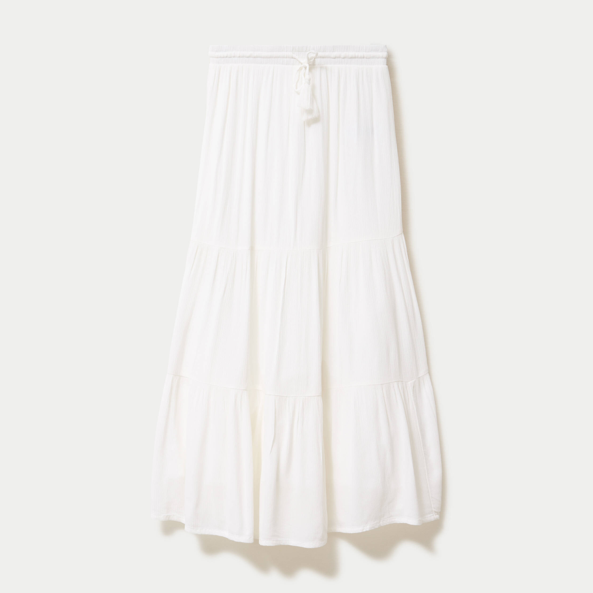 Jupe longue pliss&eacute;e &eacute;vas&eacute;e blanc femme
