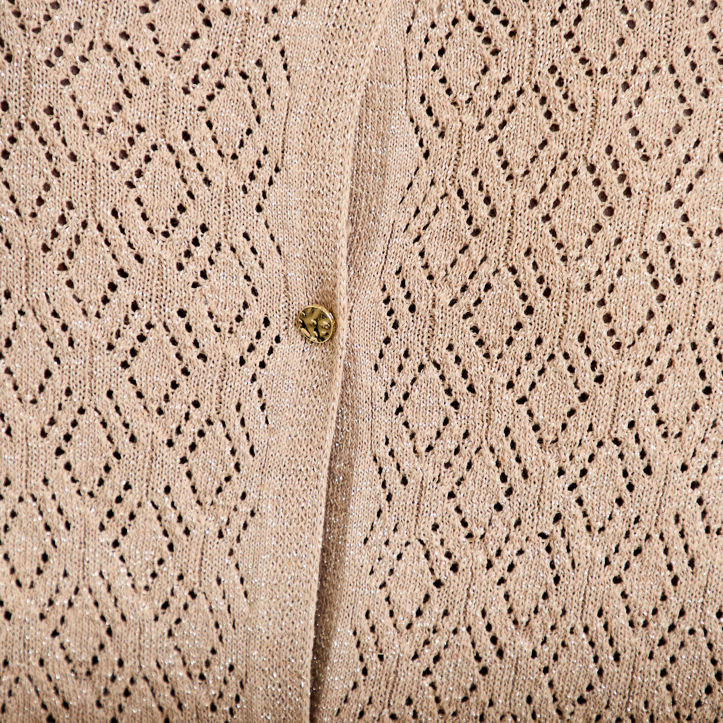 Pull ajour&eacute; col v manches courtes beige femme