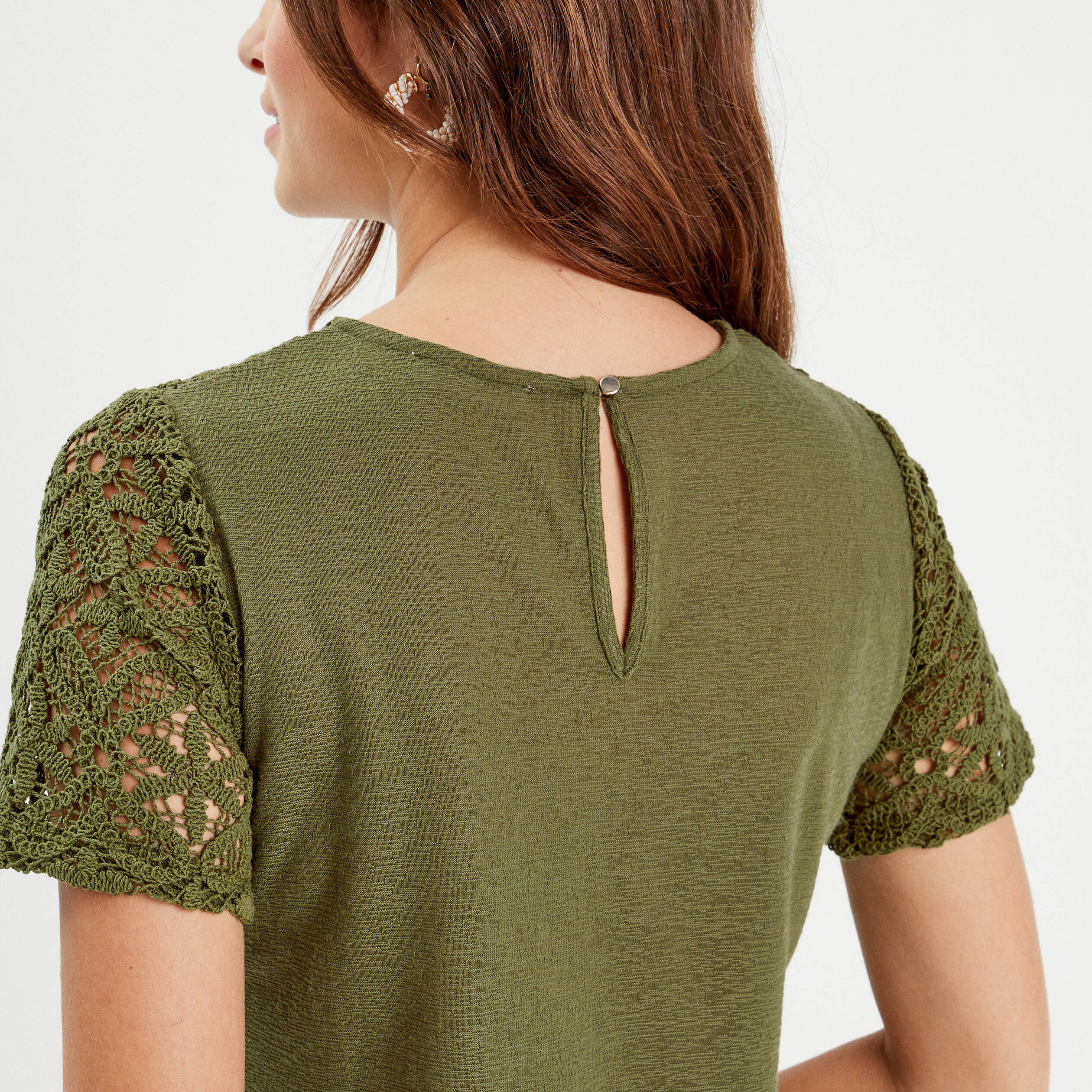 Tee Shirt Femme Haut Vert Femme T-shirt Manches Courtes Vert Olive