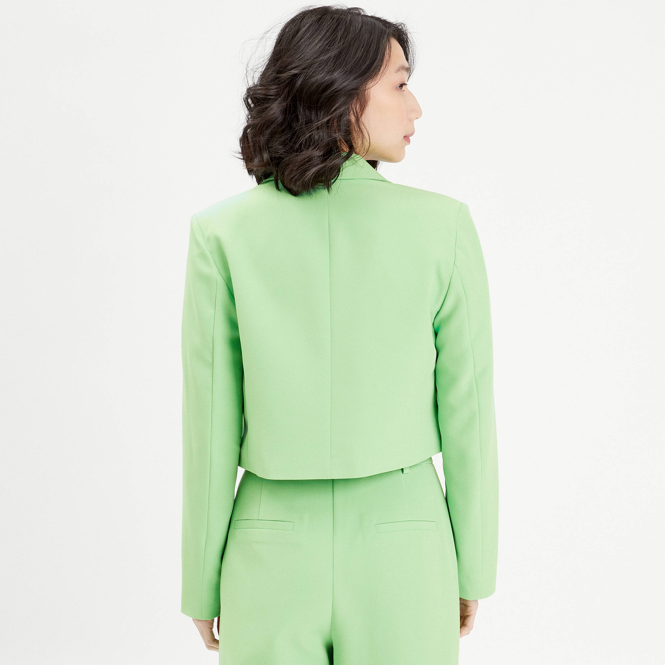 Veste blazer droite courte vert femme Vibs