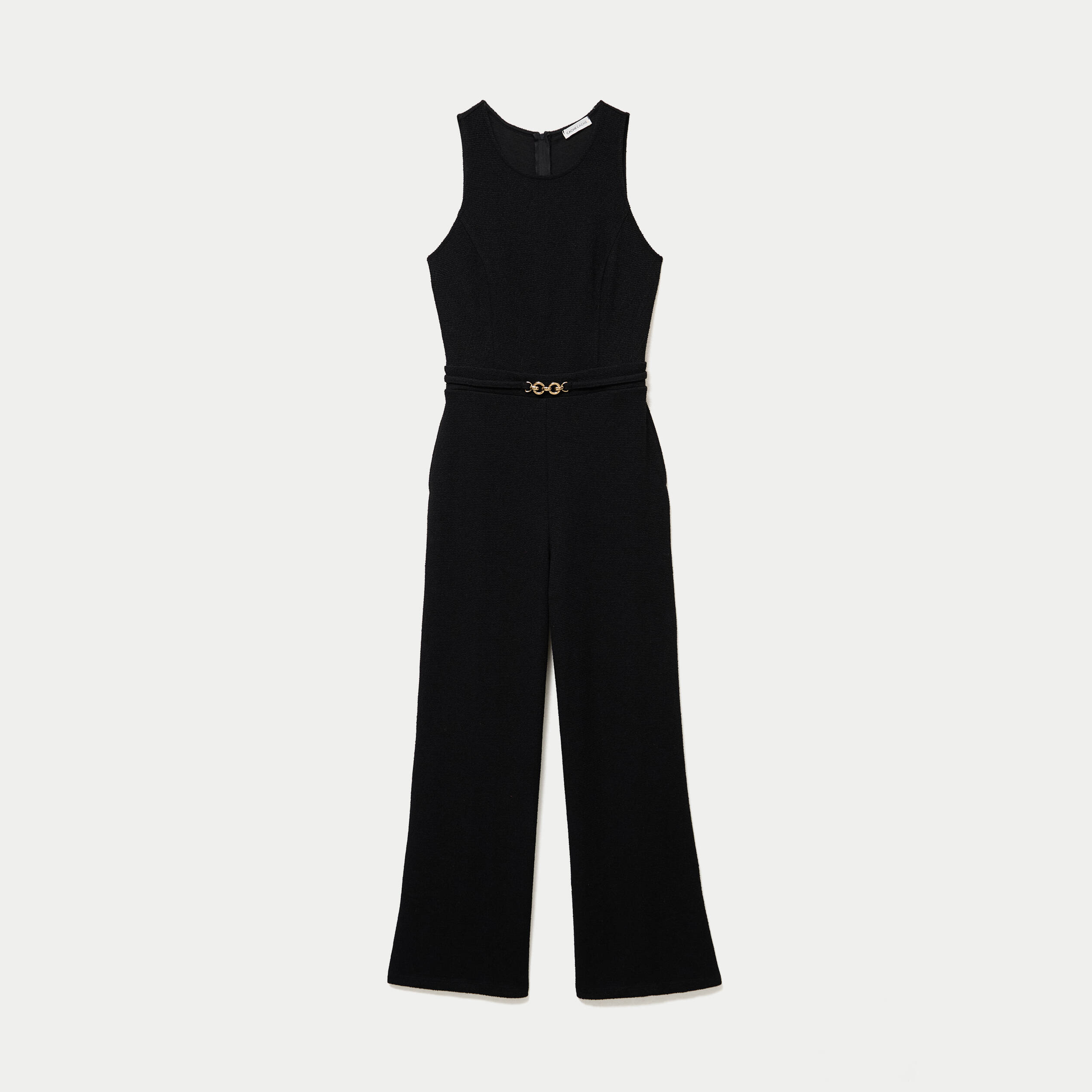 Combinaison large sans manches ceintur&eacute;e noir femme