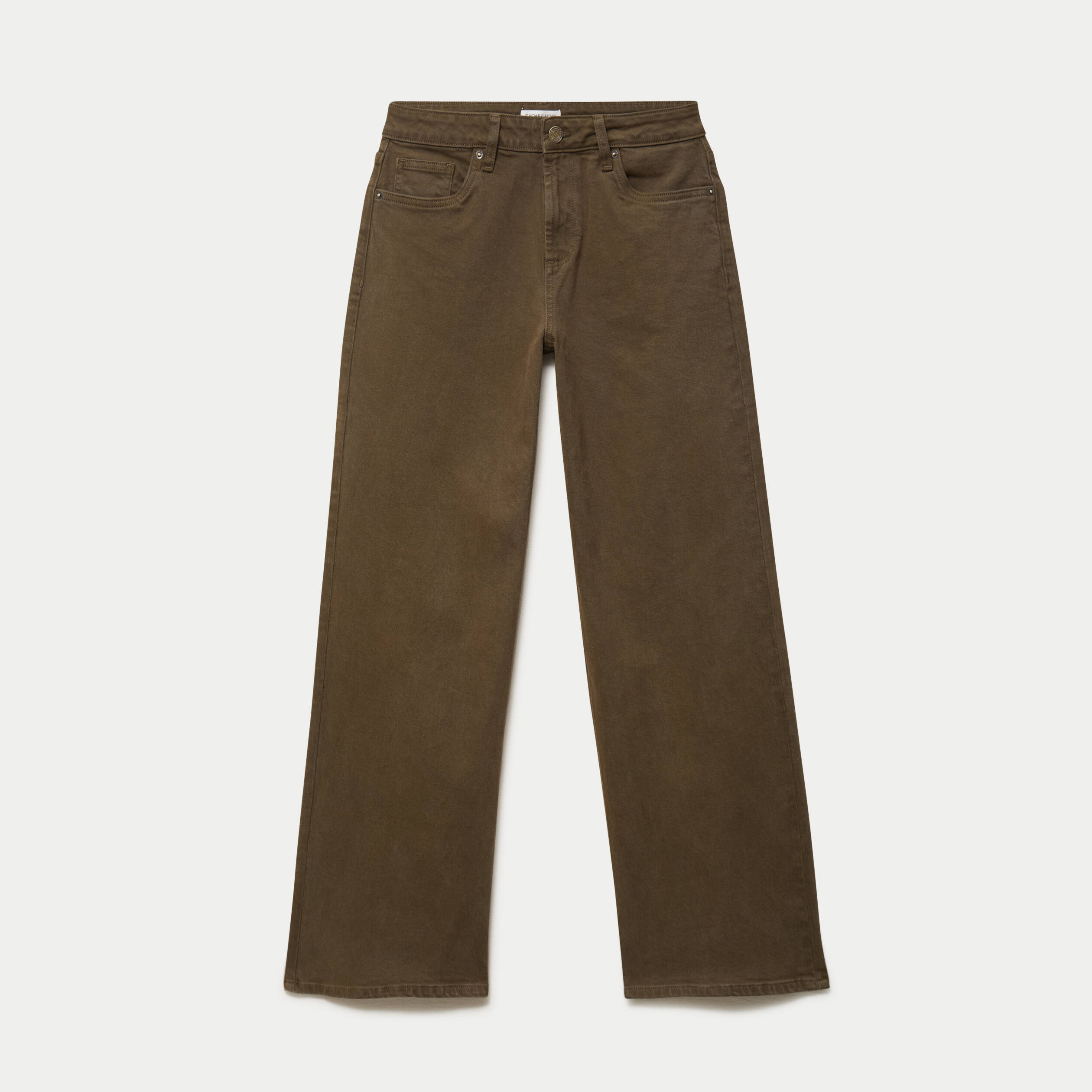 Jean bootcut en velours vert kaki femme