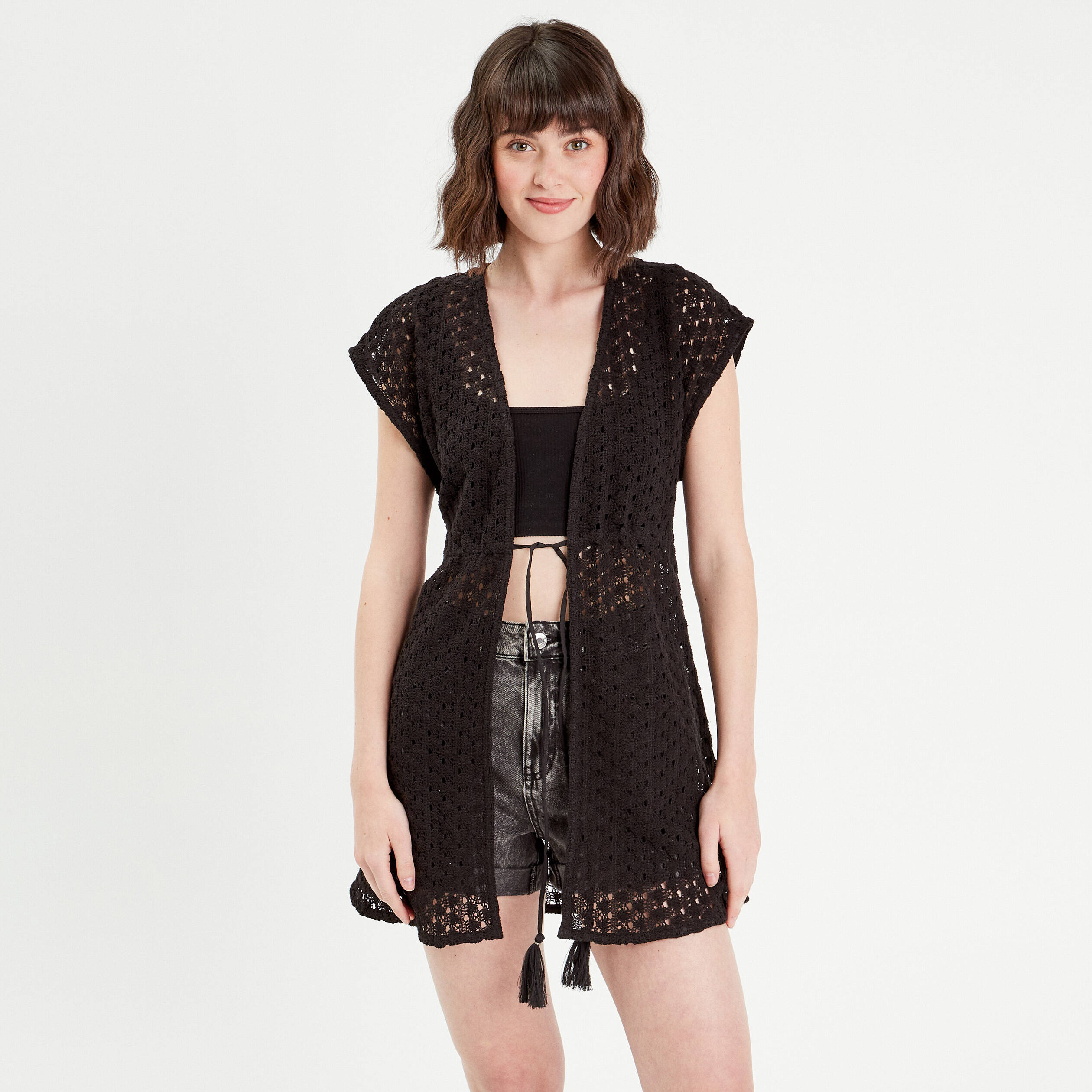 pareo a nouer sur la taille noir femme Paréo à nouer sur la taille noir femme