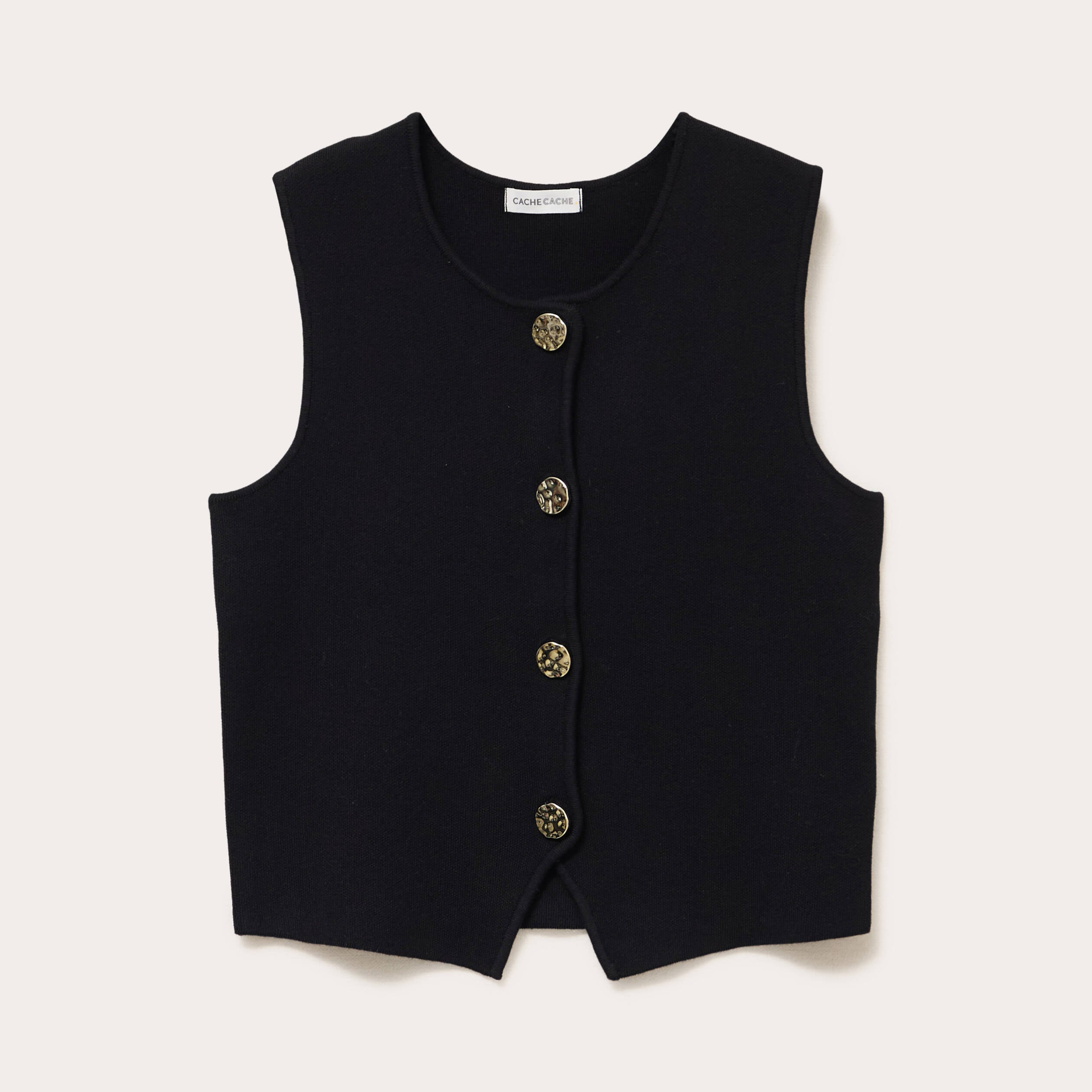 Gilet sans manches cropped noir femme