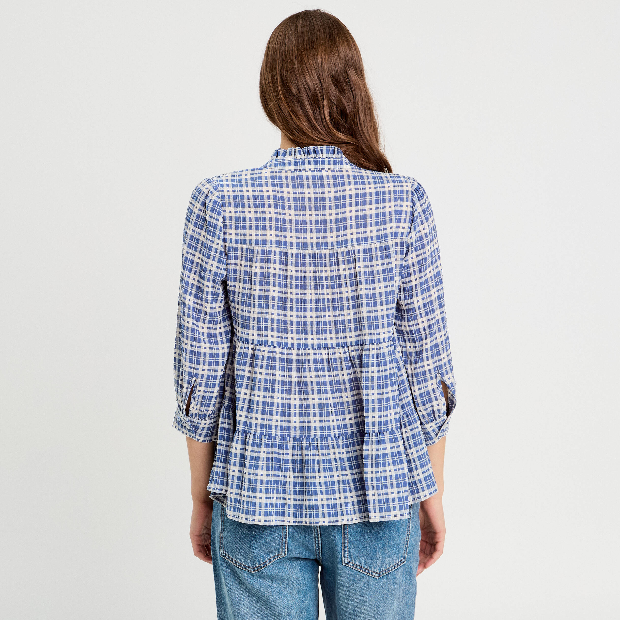 blouse manches 34 bleu fonce femme Blouse manches 3/4 bleu foncé femme