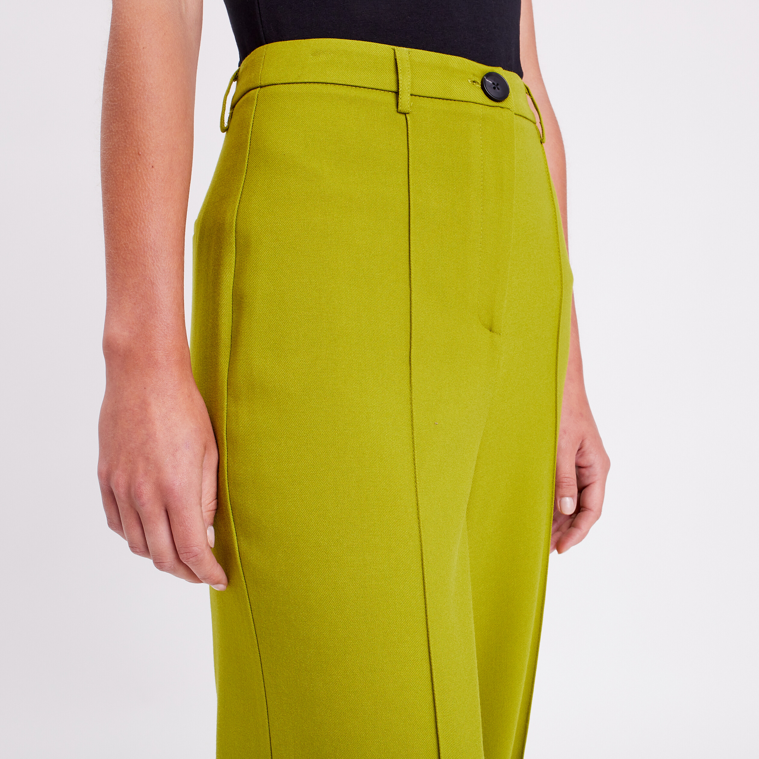 pantalon city jambes larges vert kaki femme Pantalon city jambes larges vert kaki femme