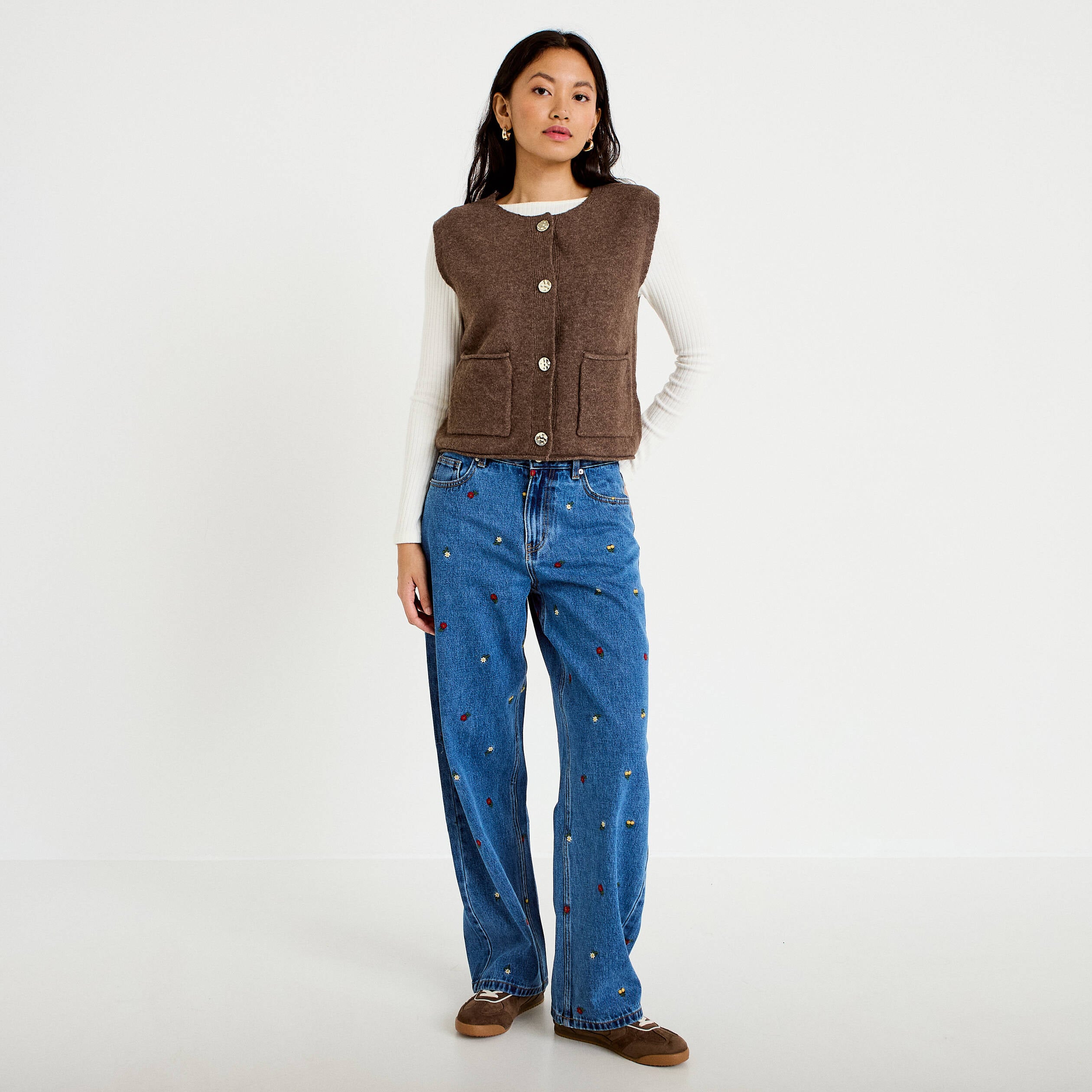 Gilet sans manches marron fonc&eacute; femme