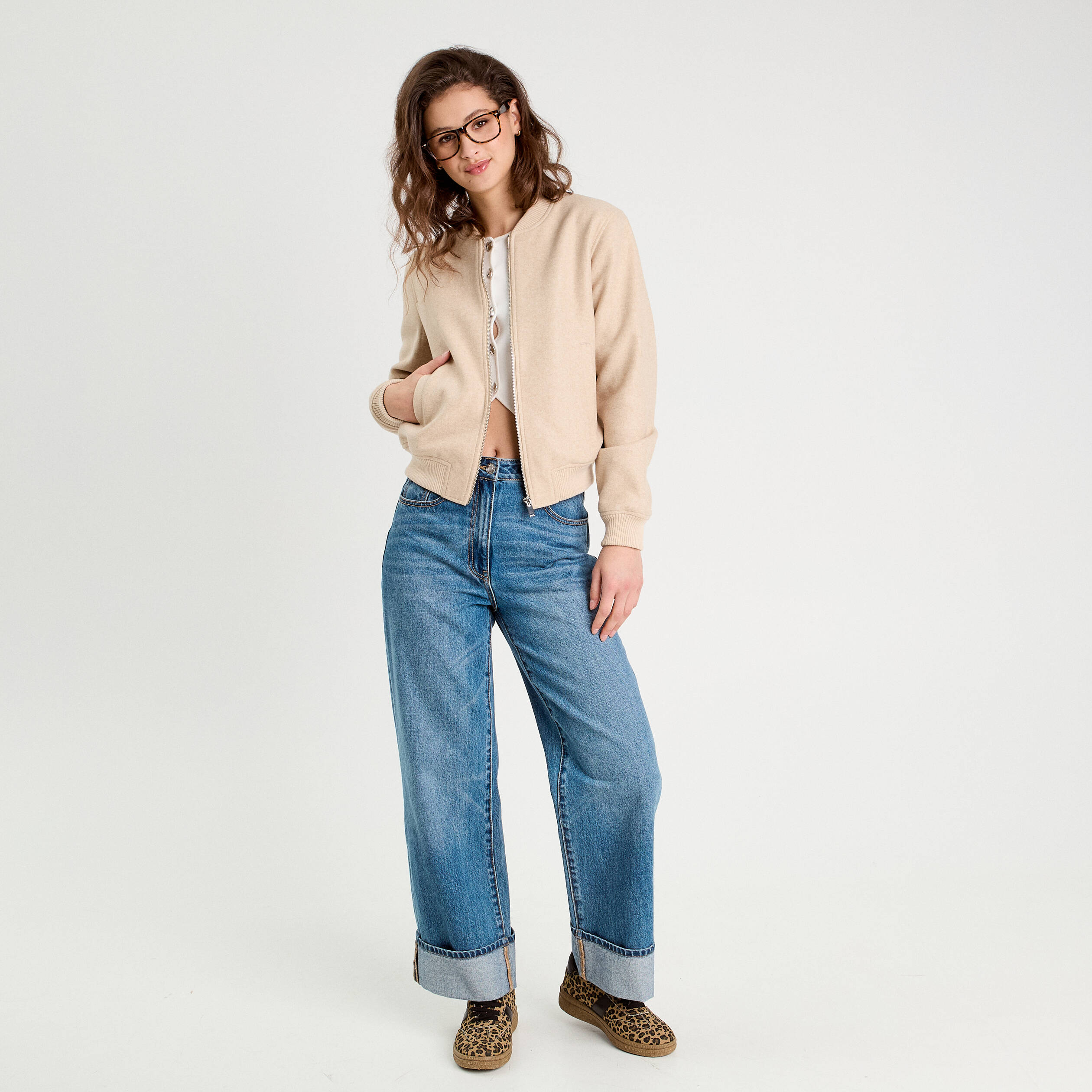 veste teddy zippee beige femme Veste teddy zippée beige femme