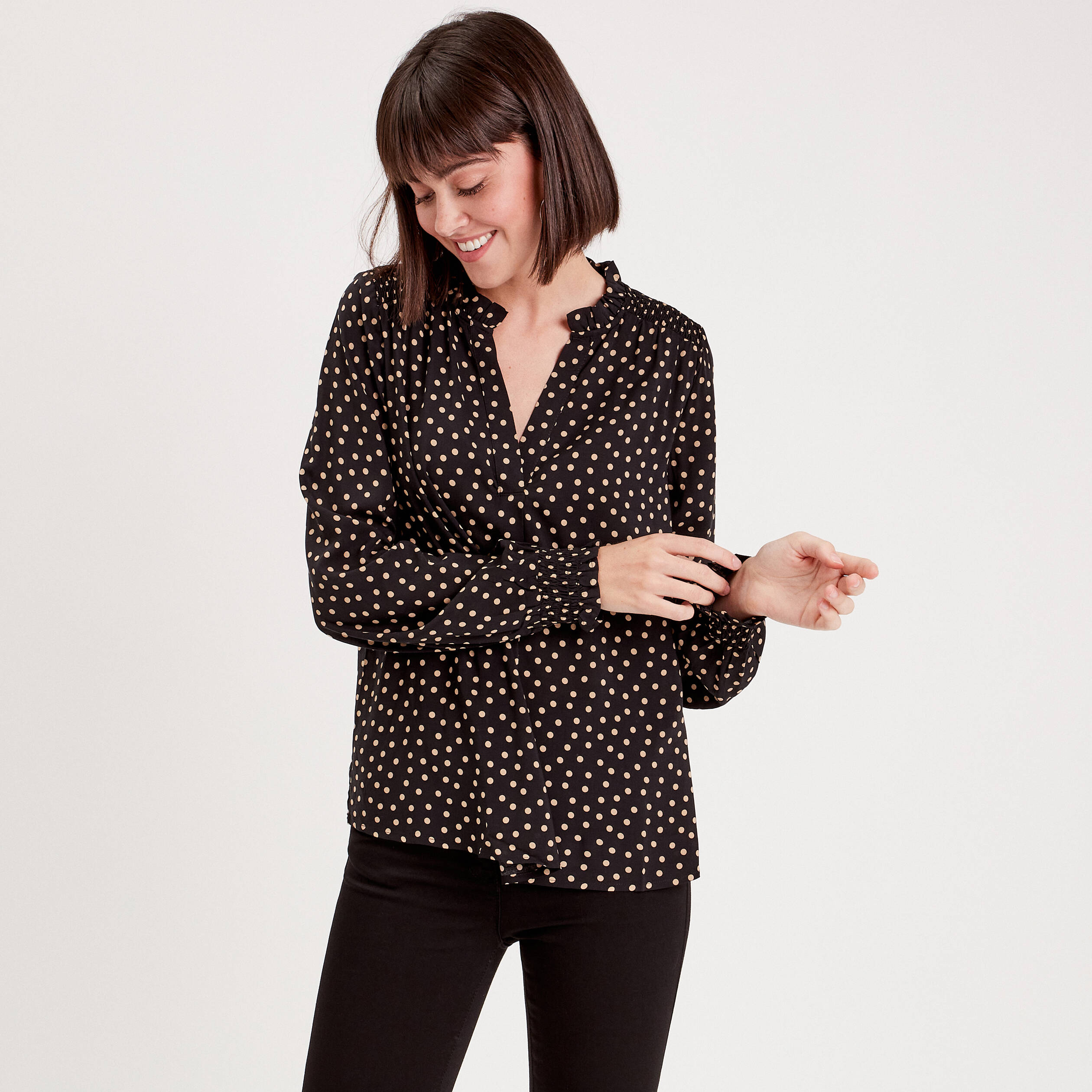 Chemise manches longues noir femme Vibs