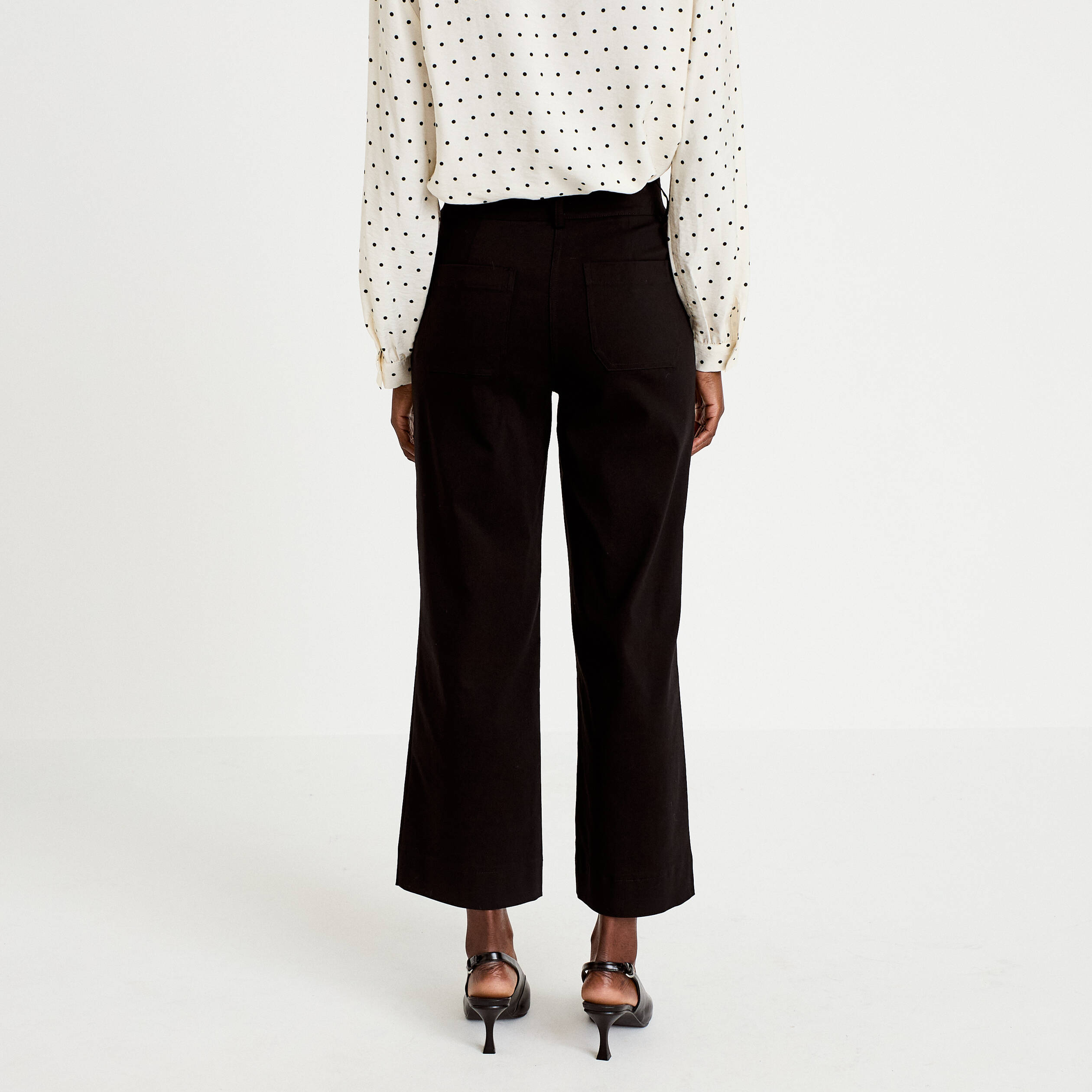 Pantalon bootcut taille haute noir femme