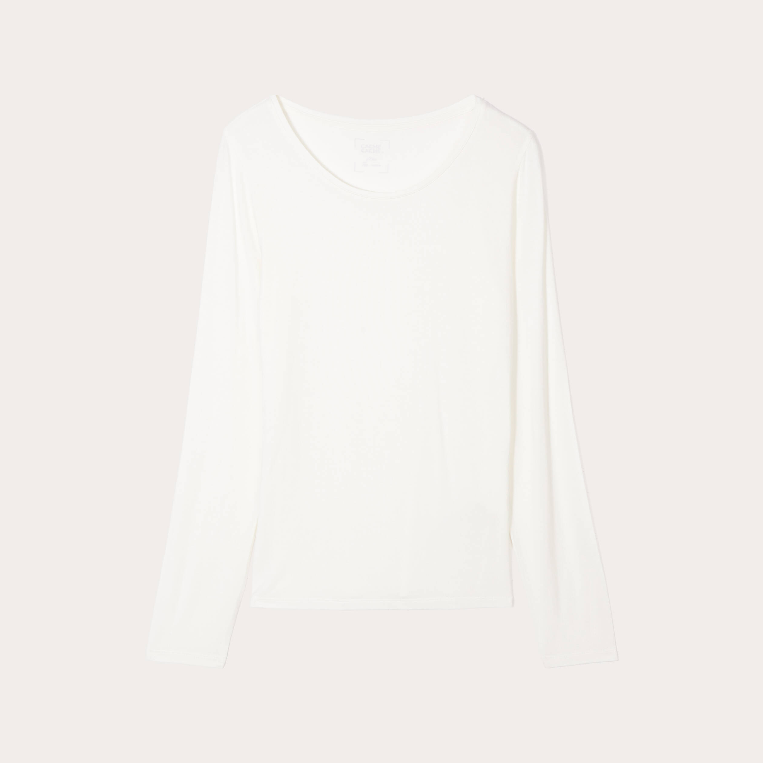 t shirt uni a manches longues ecru femme T-shirt uni à manches longues ecru femme